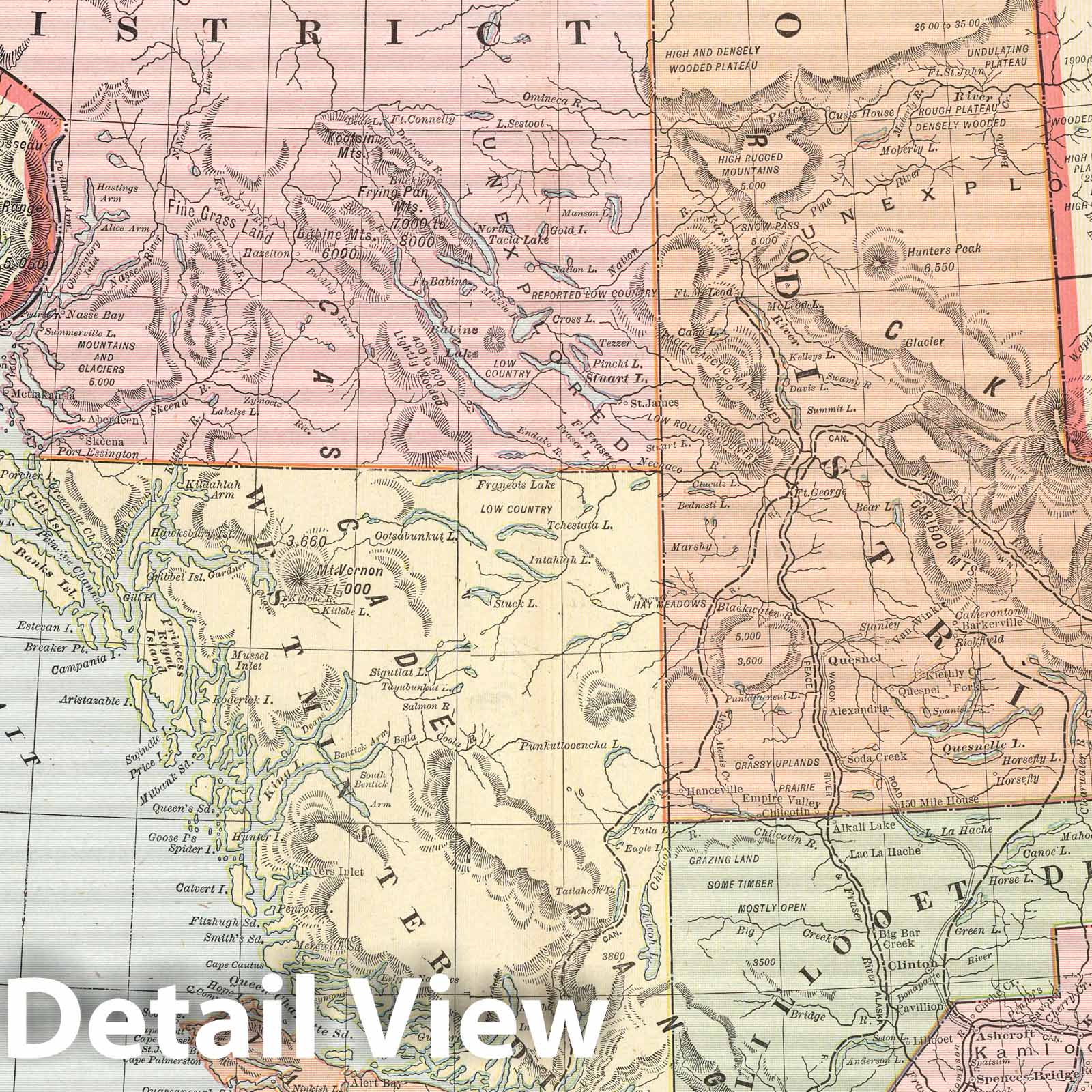 British Columbia with Victoria and Vancouver - Railroad Map, 1901