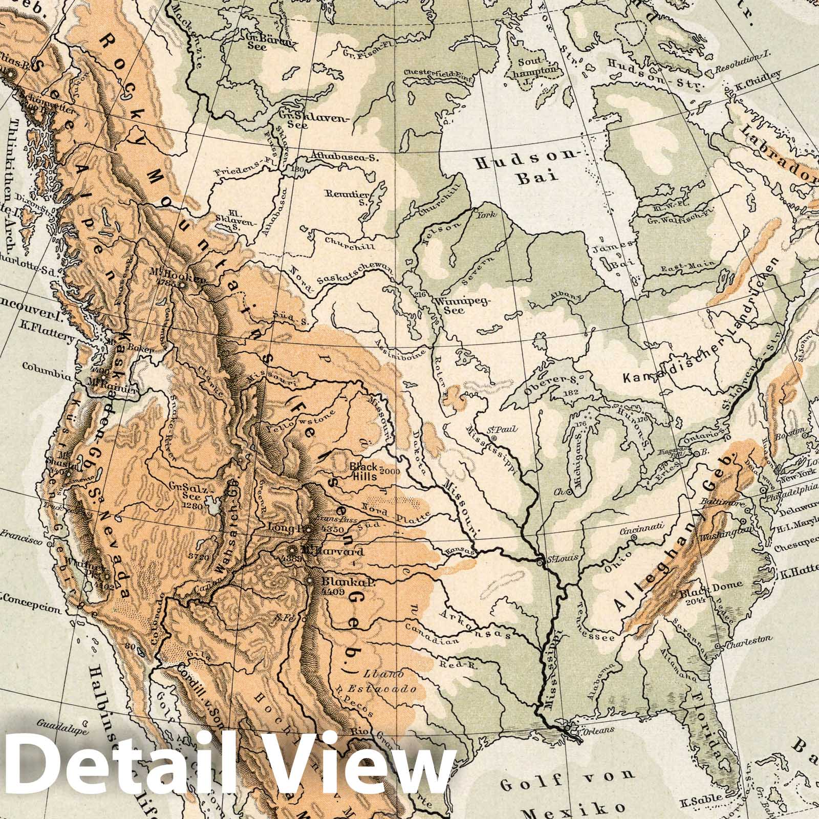 North America, 1896 - Diercke Schul-Atlas Historical Map Print