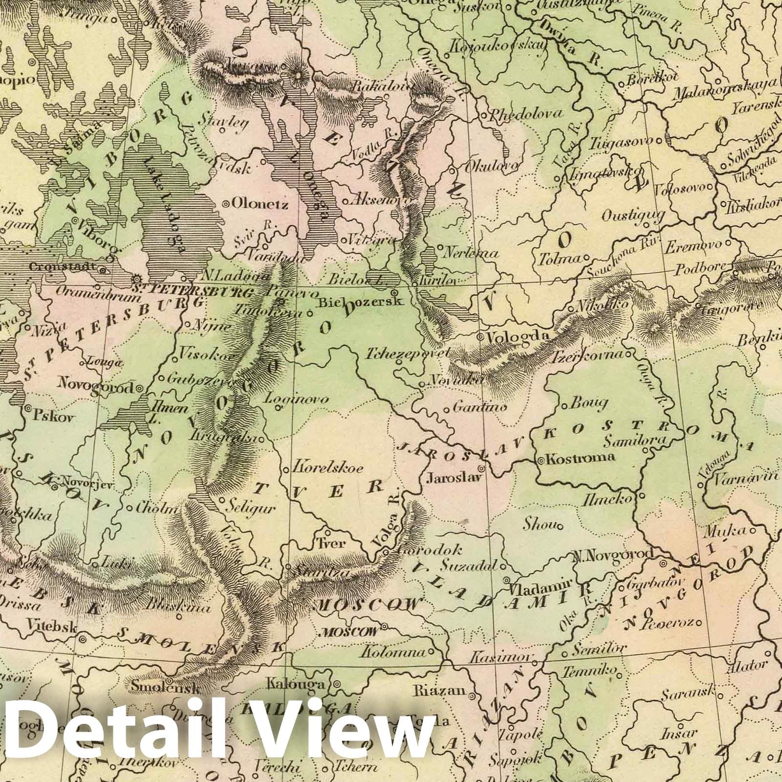Russia in Europe - Railroad Map, 1848 - Greenleaf Atlas Print