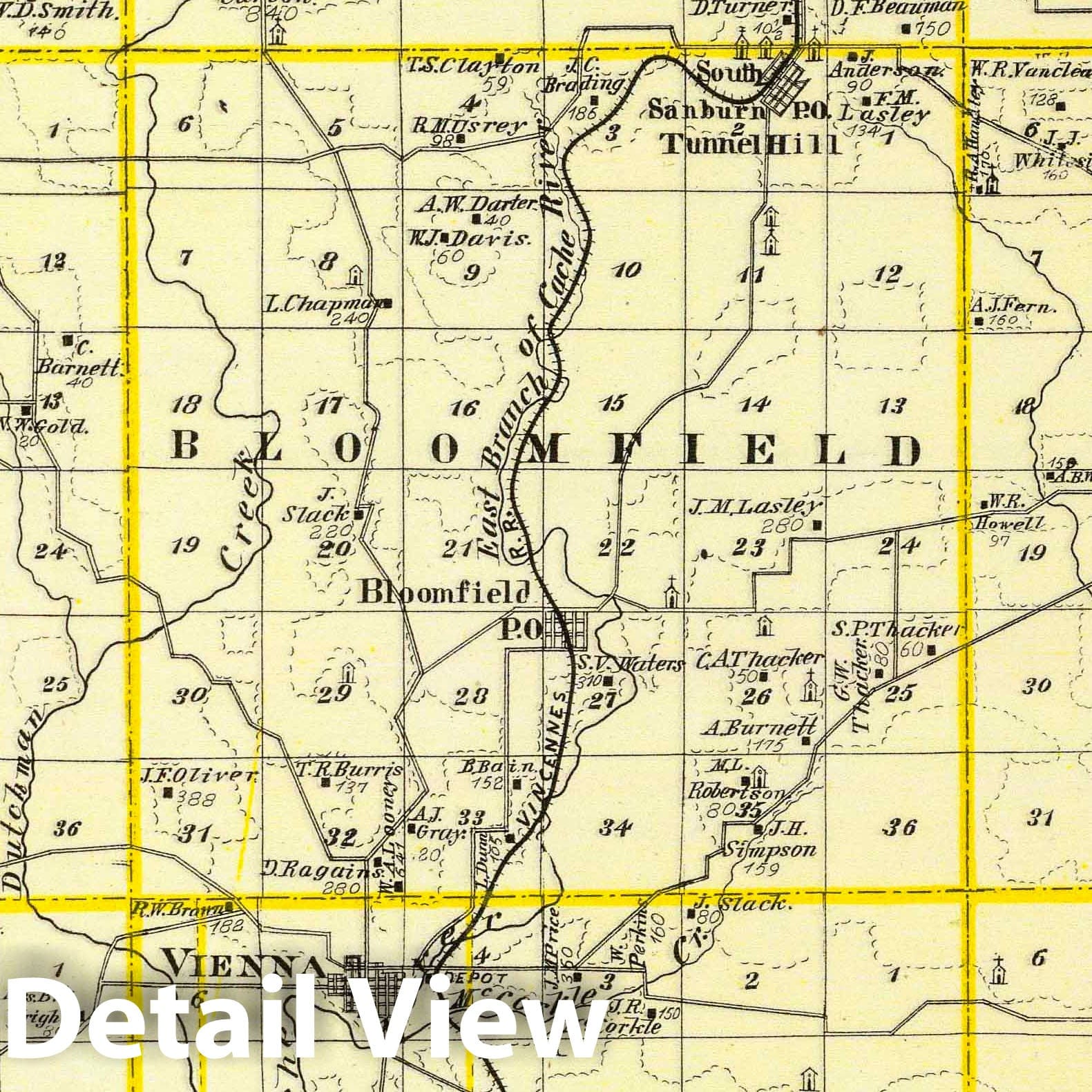 Johnson County and Vienna, Illinois - Railroad Map, 1876