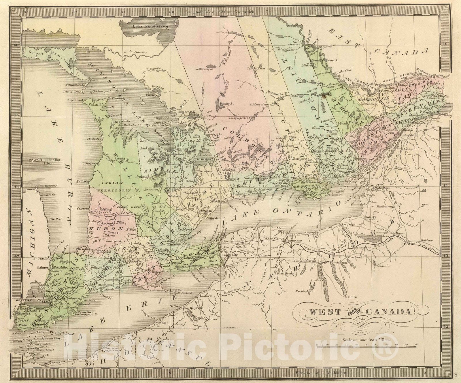 Historic Map : 1848 West Part of Canada. - Vintage Wall Art