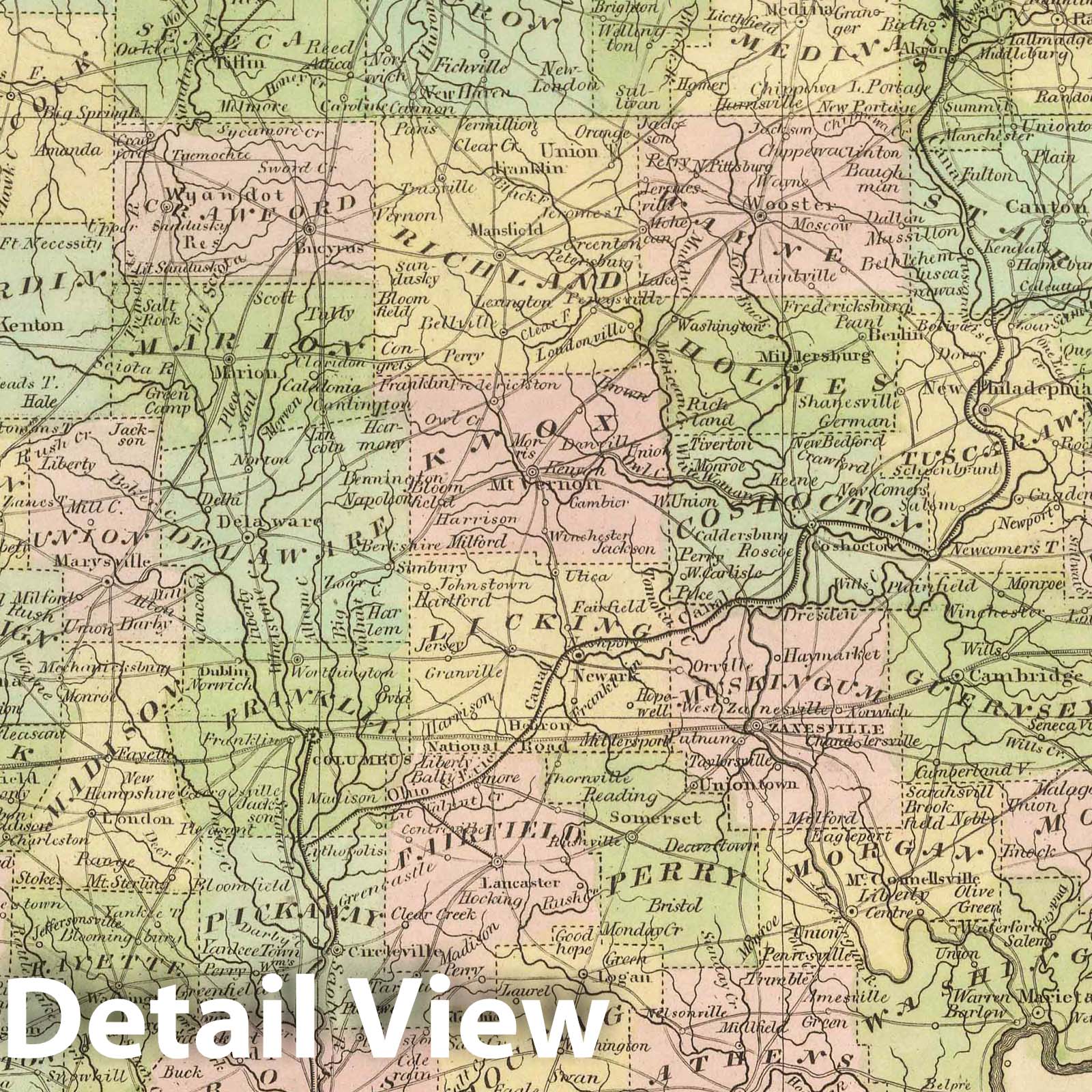 Ohio - Railroad Map, 1848 - Historical Map Print