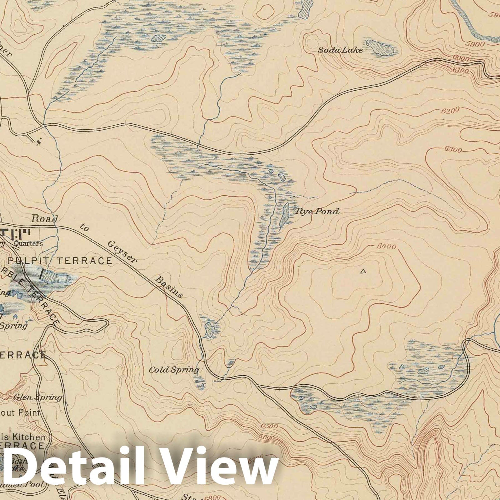 Mammoth Hot Springs and Vicinity, Yellowstone National Park, Wyoming - 1904 Topographical Map Print