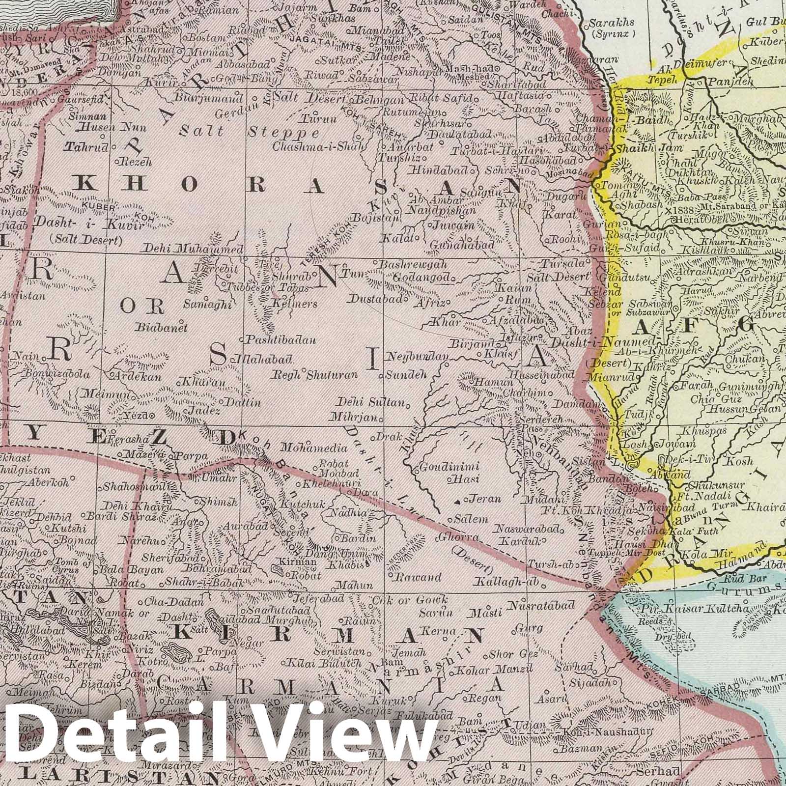 Persia, Afghanistan, and Baluchistan - Railroad Map, 1889