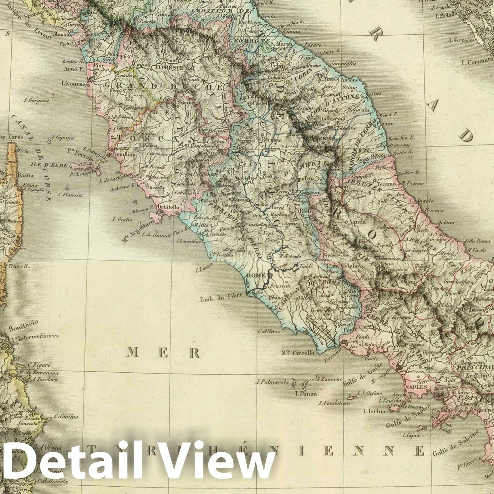 Italy, Austria, Sardinia, Parma, Modena, Lucca, and Naples, 1824 - Historical Map Print