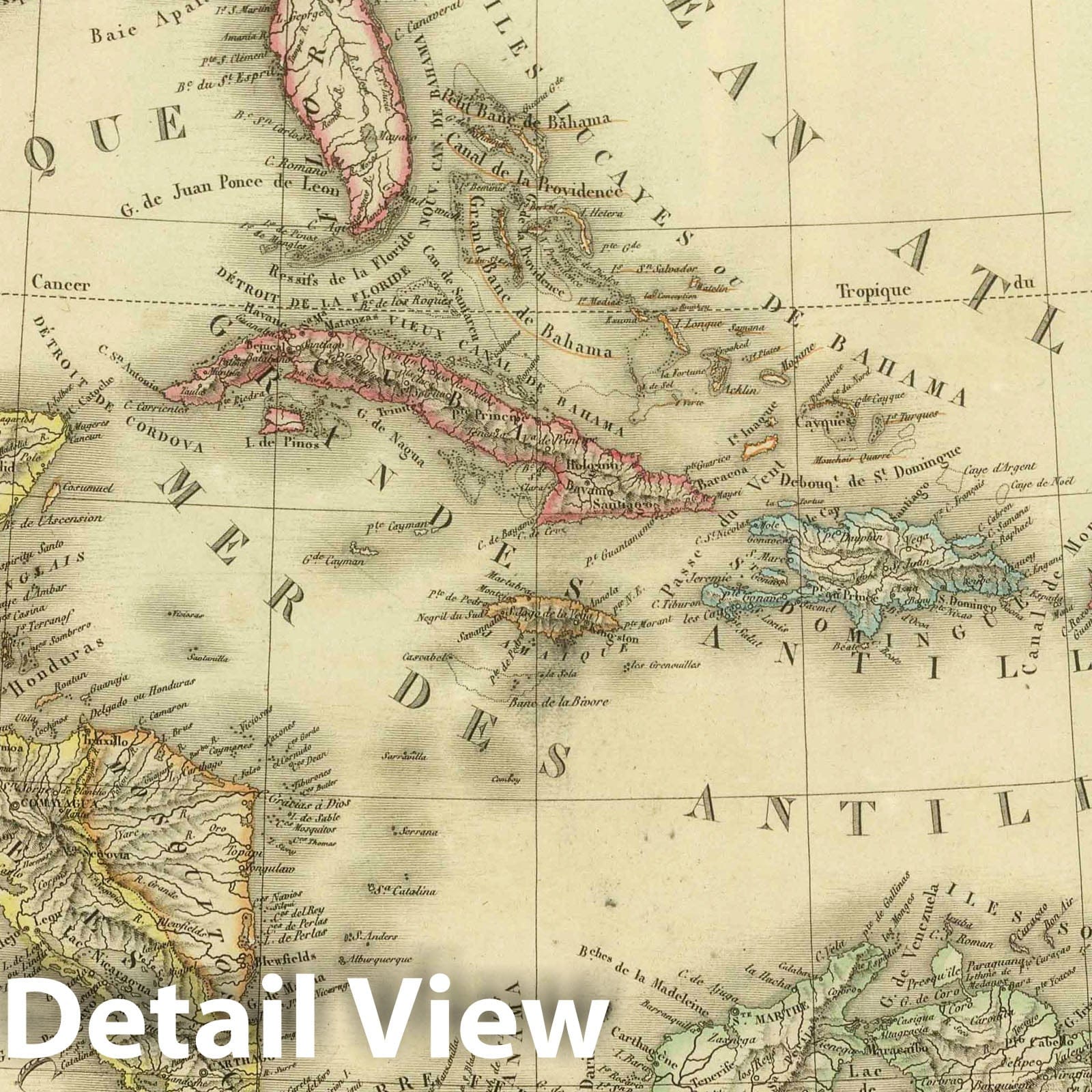 West Indies and the Isthmus of Panama, 1825 - Historical Map Print