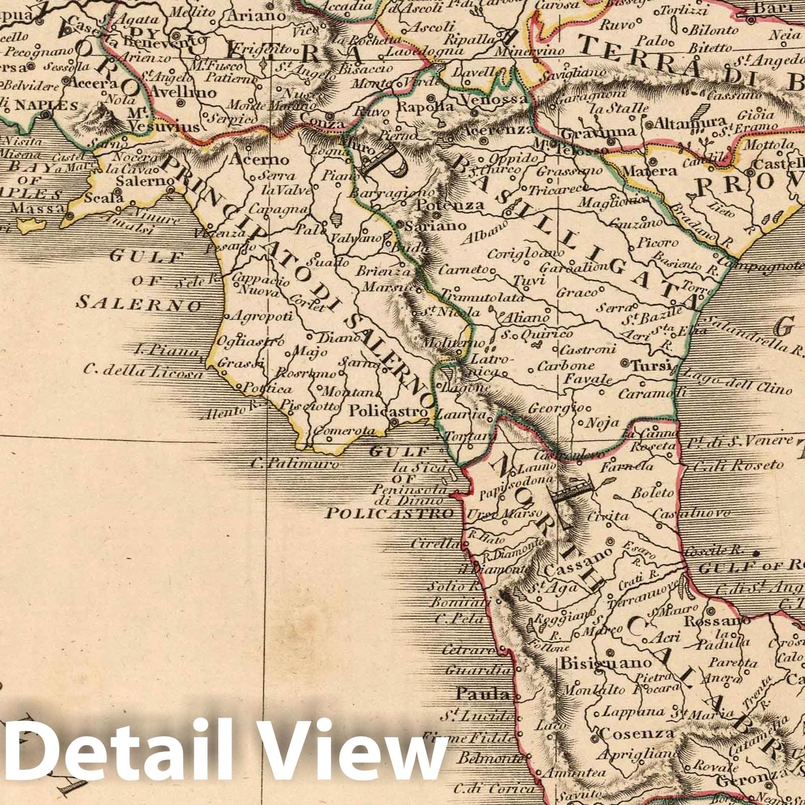 South Italy, 1808 - Historical Map Print from Smith's Atlas