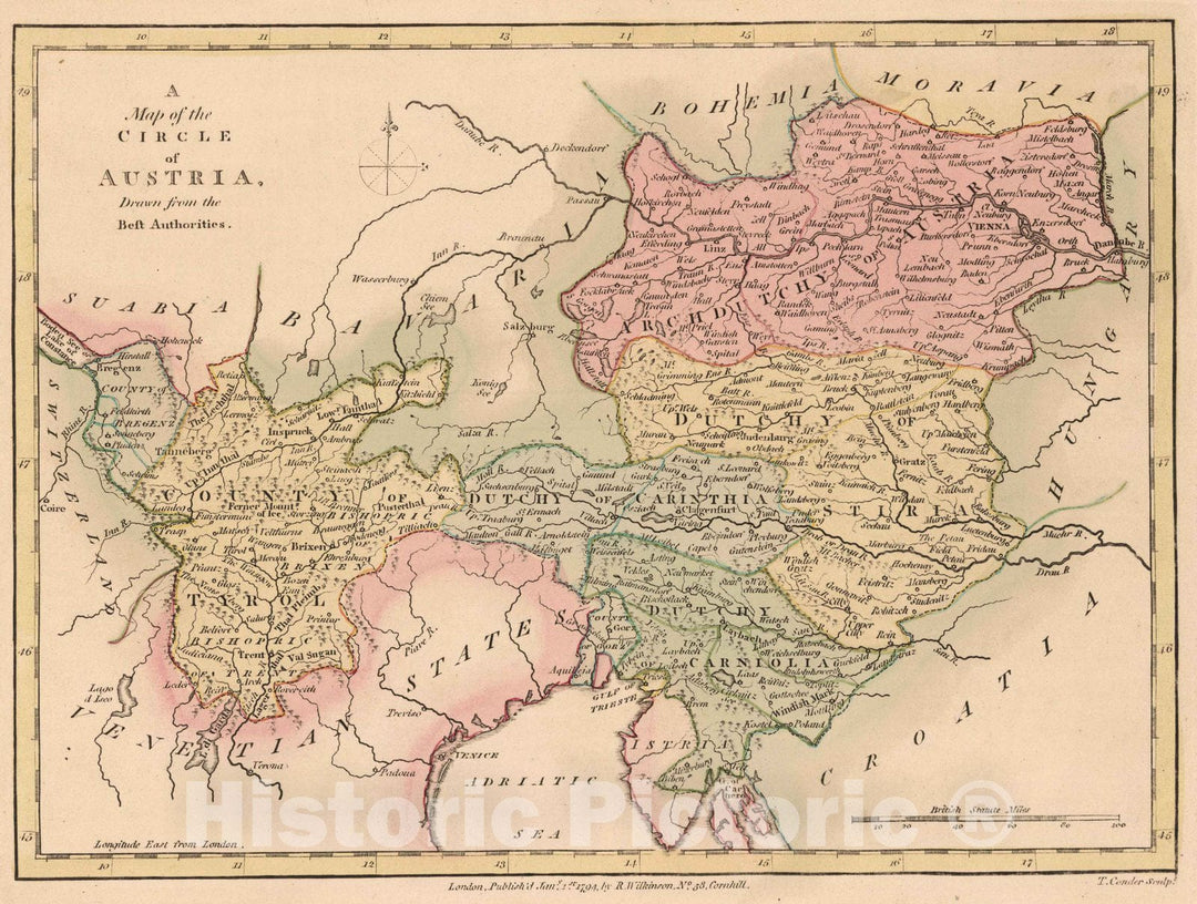 Historic Map : 1794 Austria. - Vintage Wall Art