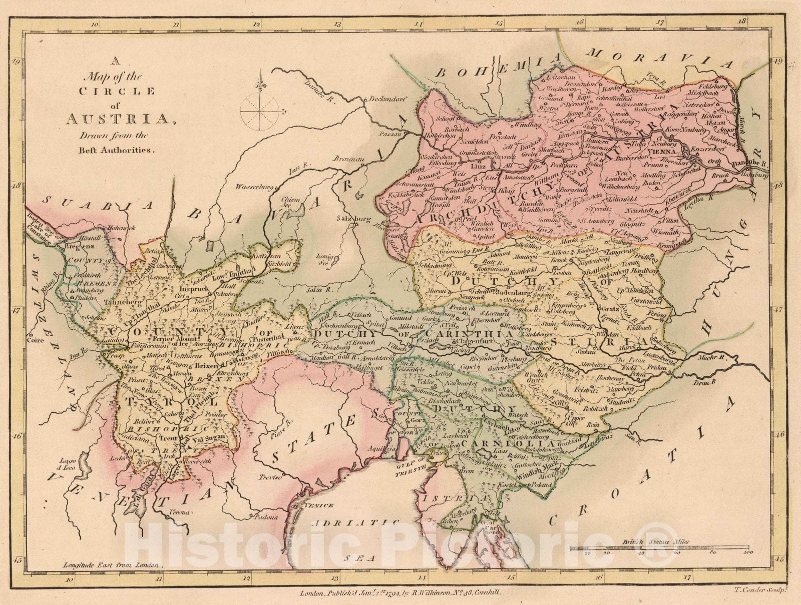 Historic Map : 1794 Austria. - Vintage Wall Art