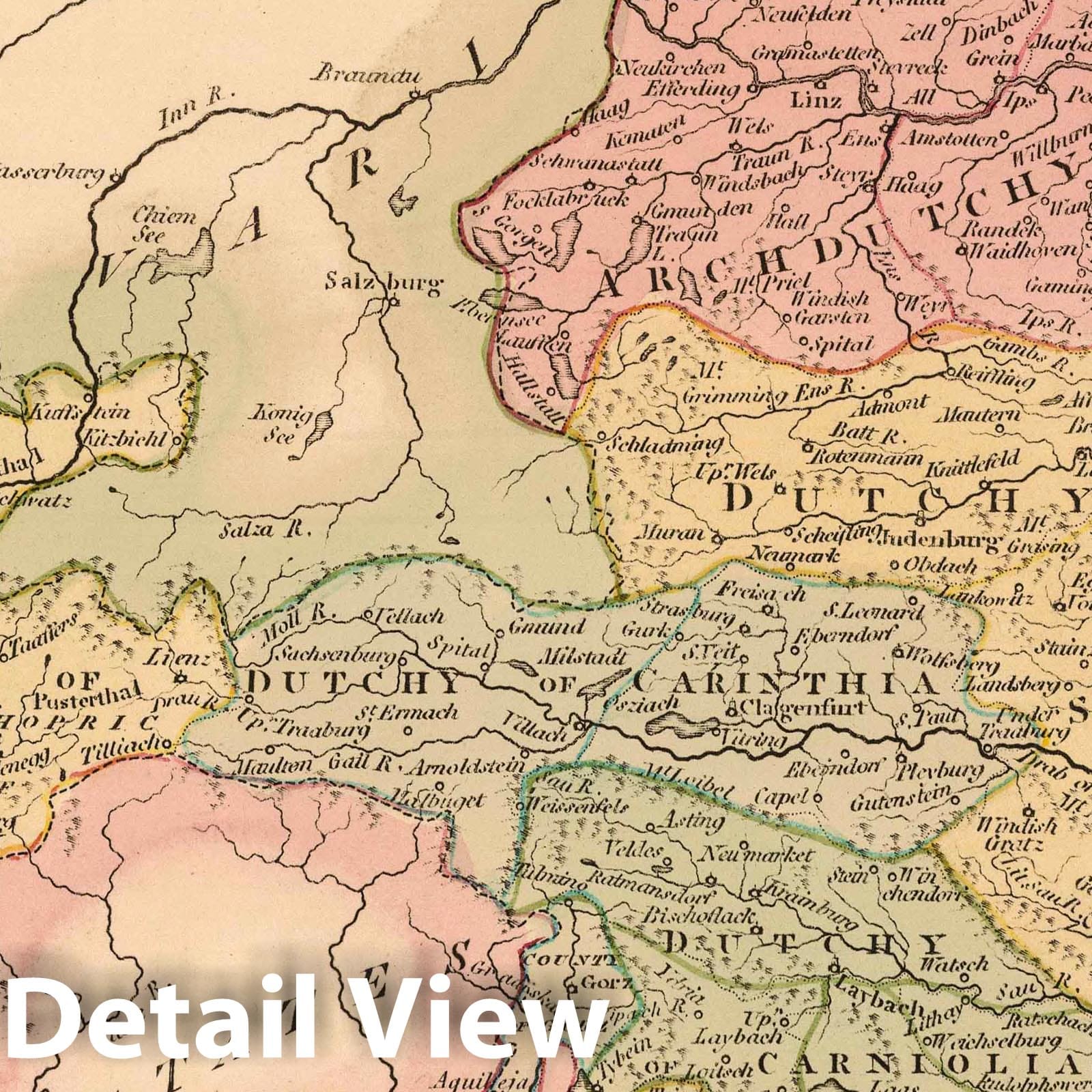 Austria, 1794 - Historical Map Print from Wilkinson's Atlas