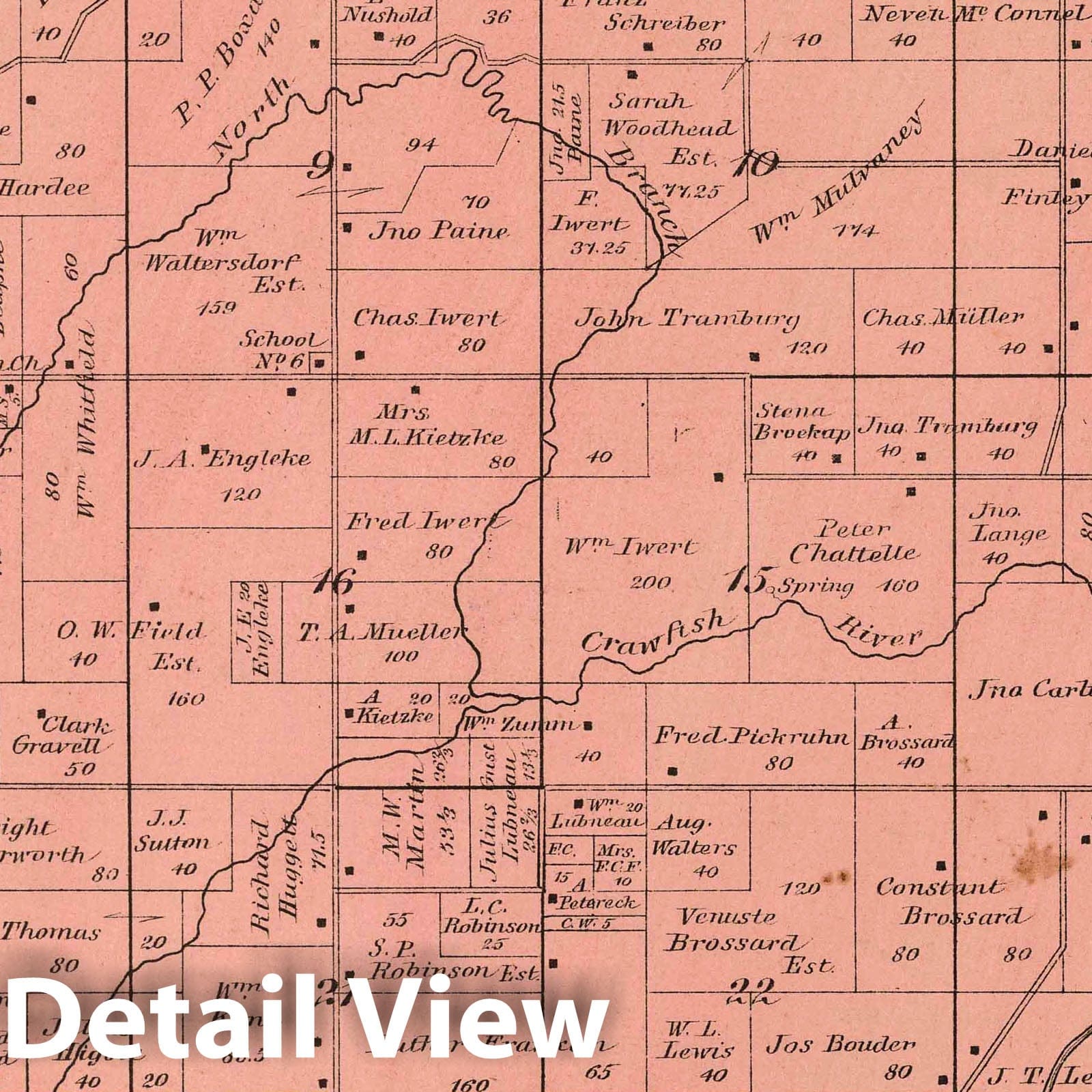 Fountain Prairie Township - Property Map, 1890 - Historical Map Print
