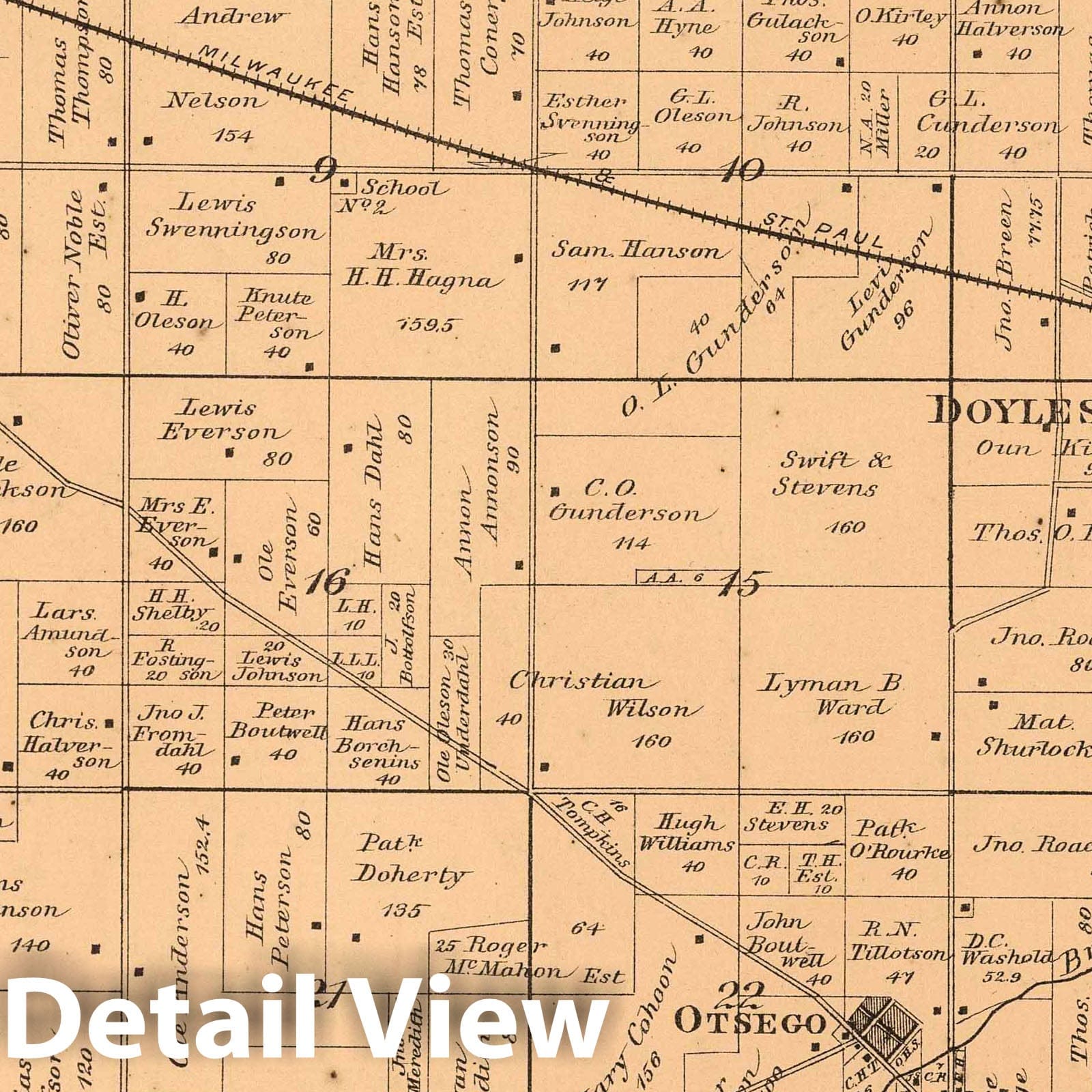 Otsego Township, Columbia County, Wisconsin - Property Map, 1890