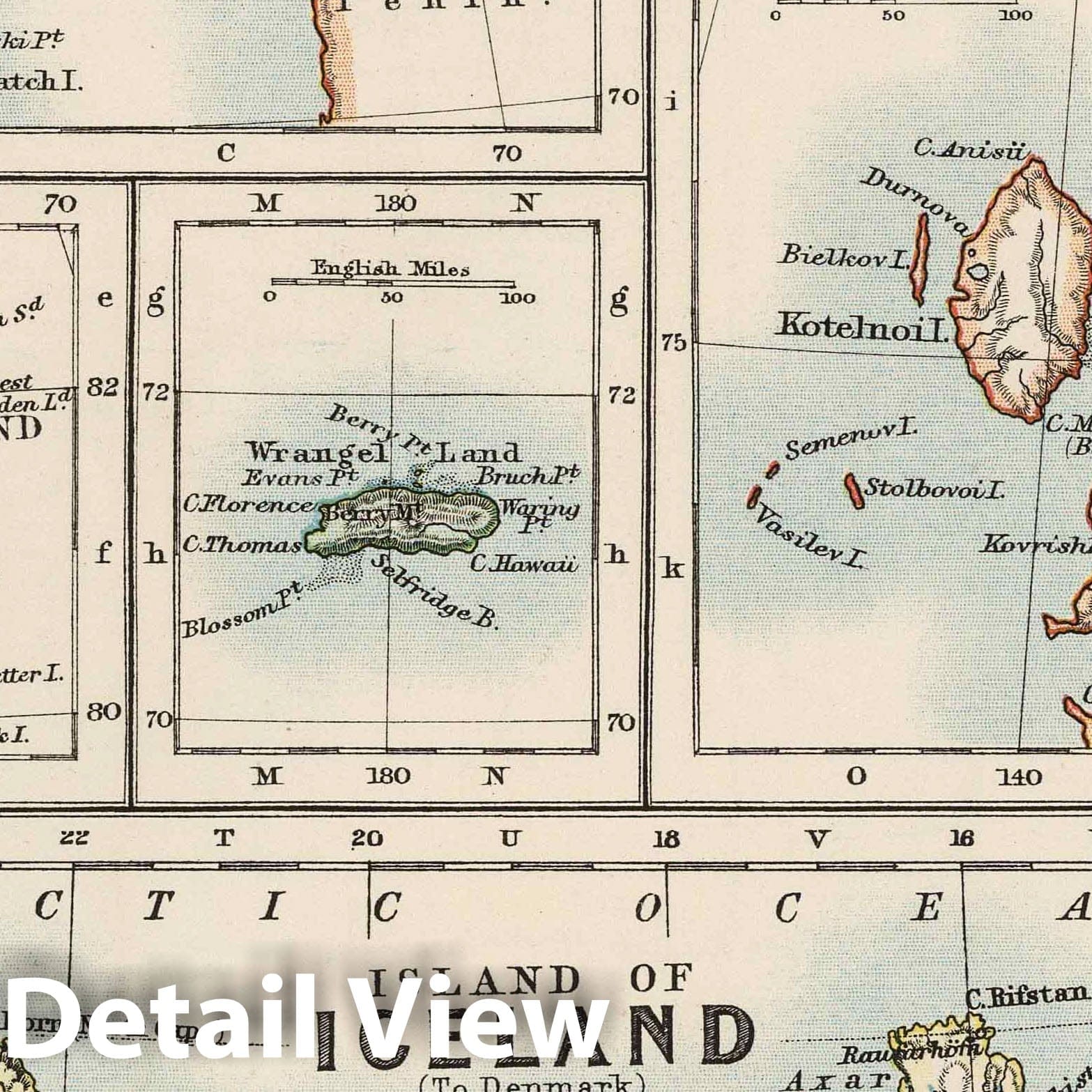 Iceland, Spitzbergen, Franz Joseph Island, Wrangel Land - Physical Map, 1906