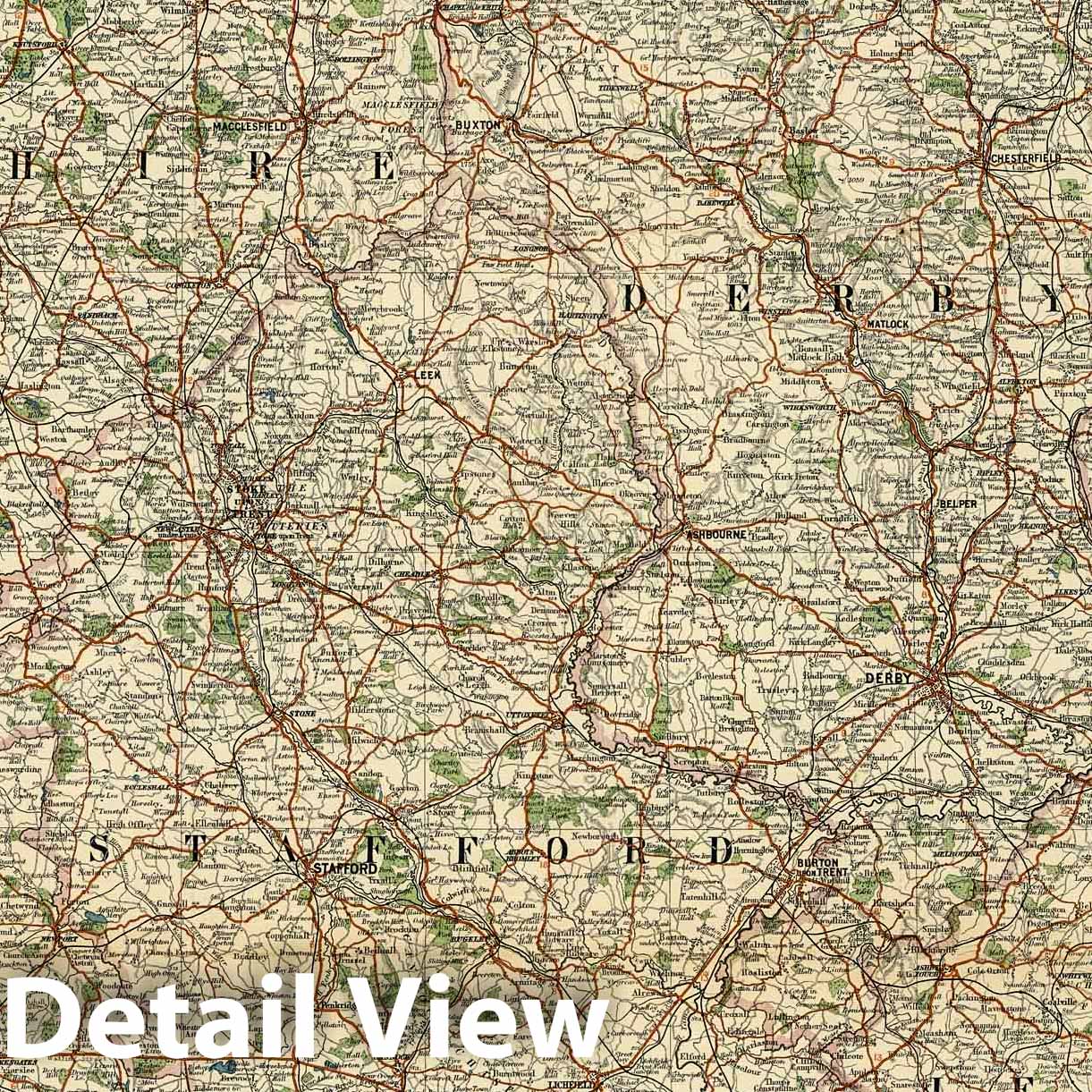Liverpool, Stafford, Nottingham, England - Railroad Map, 1921