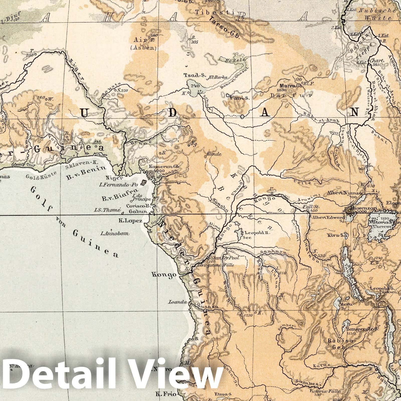 Africa, 1896 - Diercke School Atlas Historical Map Print