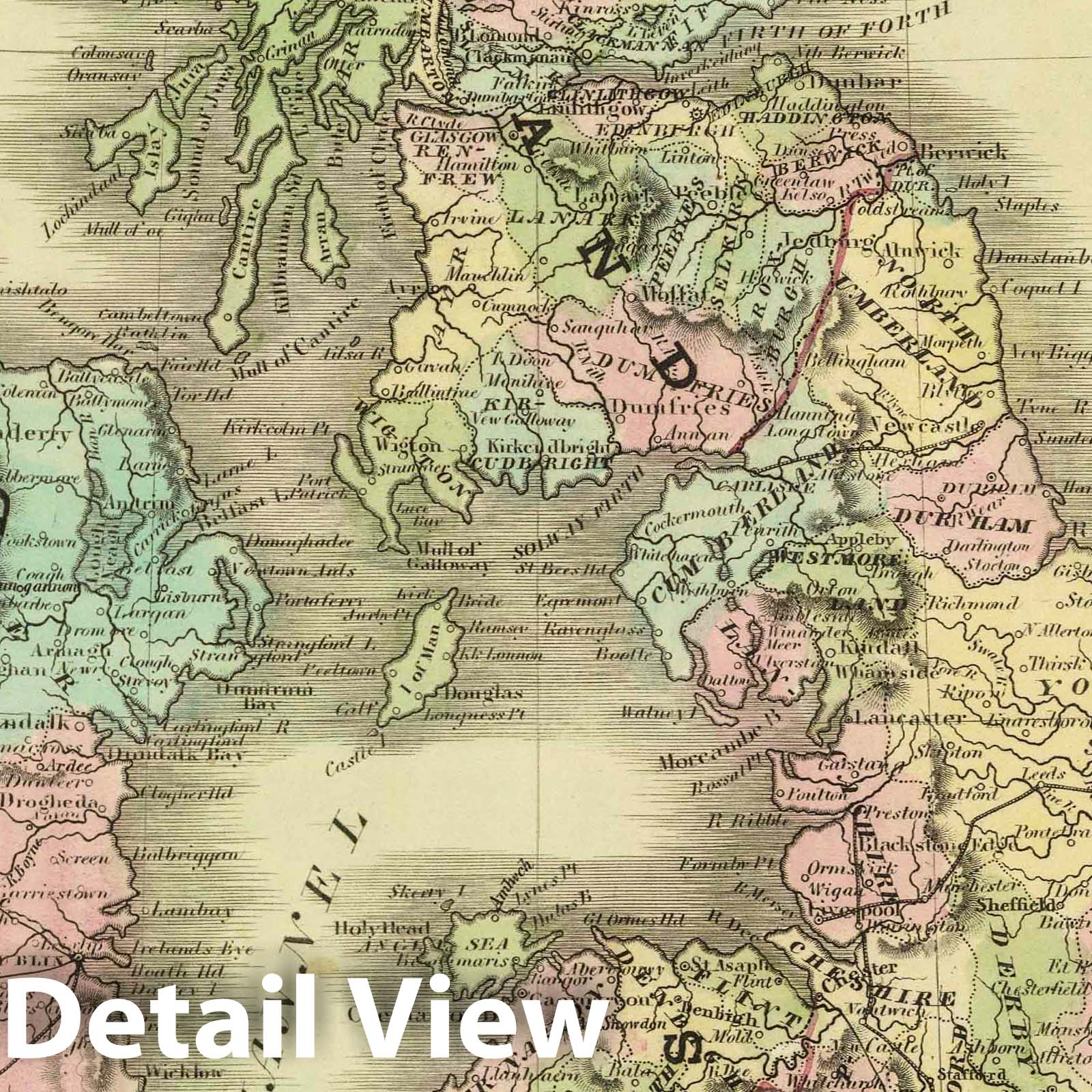 British Islands - Railroad Map, 1848 - Historical Map Print