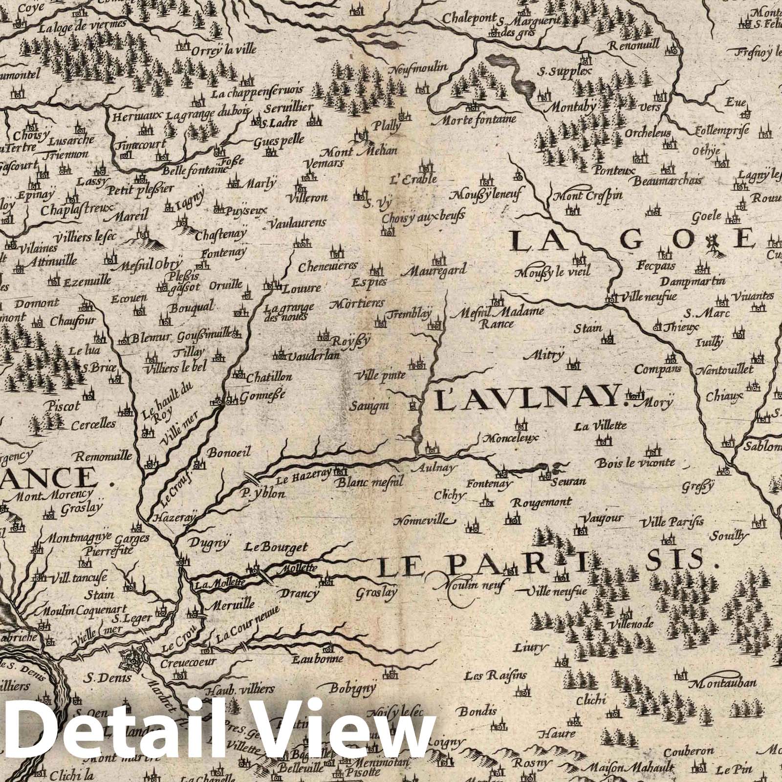 Ile-de-France, France 1632 Historical Map Print