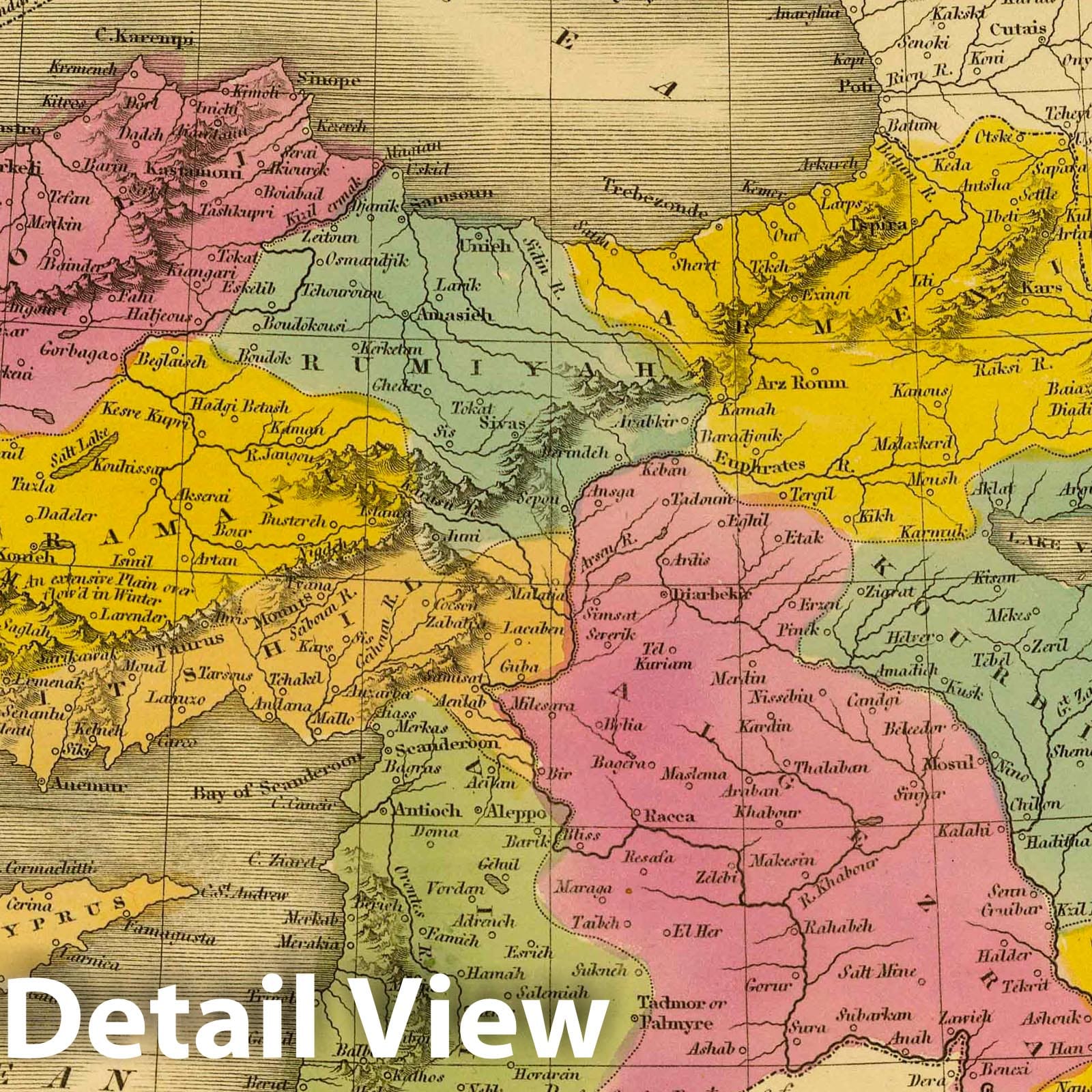 Turkey in Asia, 1845 - Historical Map Print