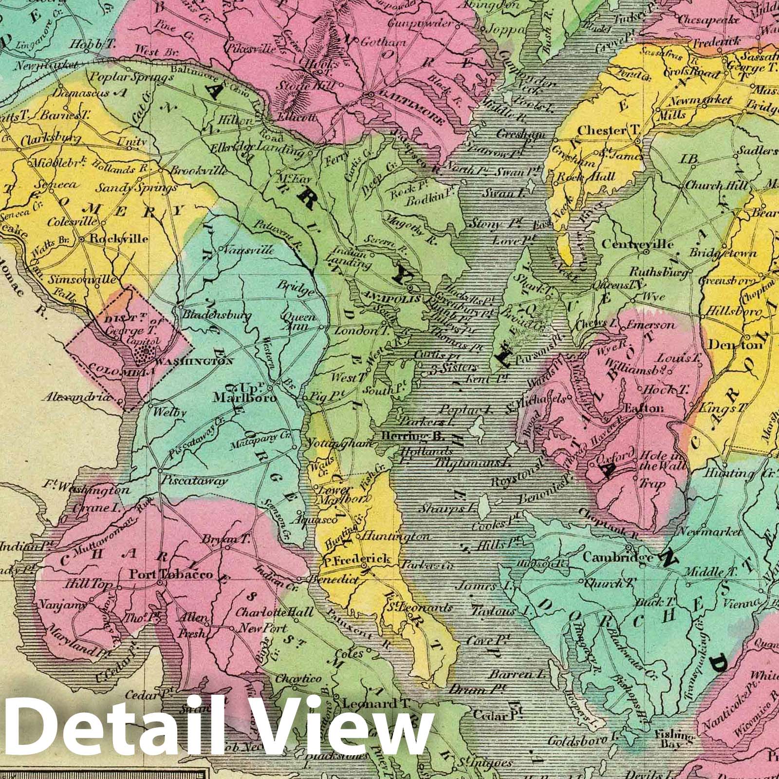 Delaware and Maryland, 1835 - Historical Map Print