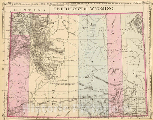 Historic Map : 1880 Wyoming. - Vintage Wall Art