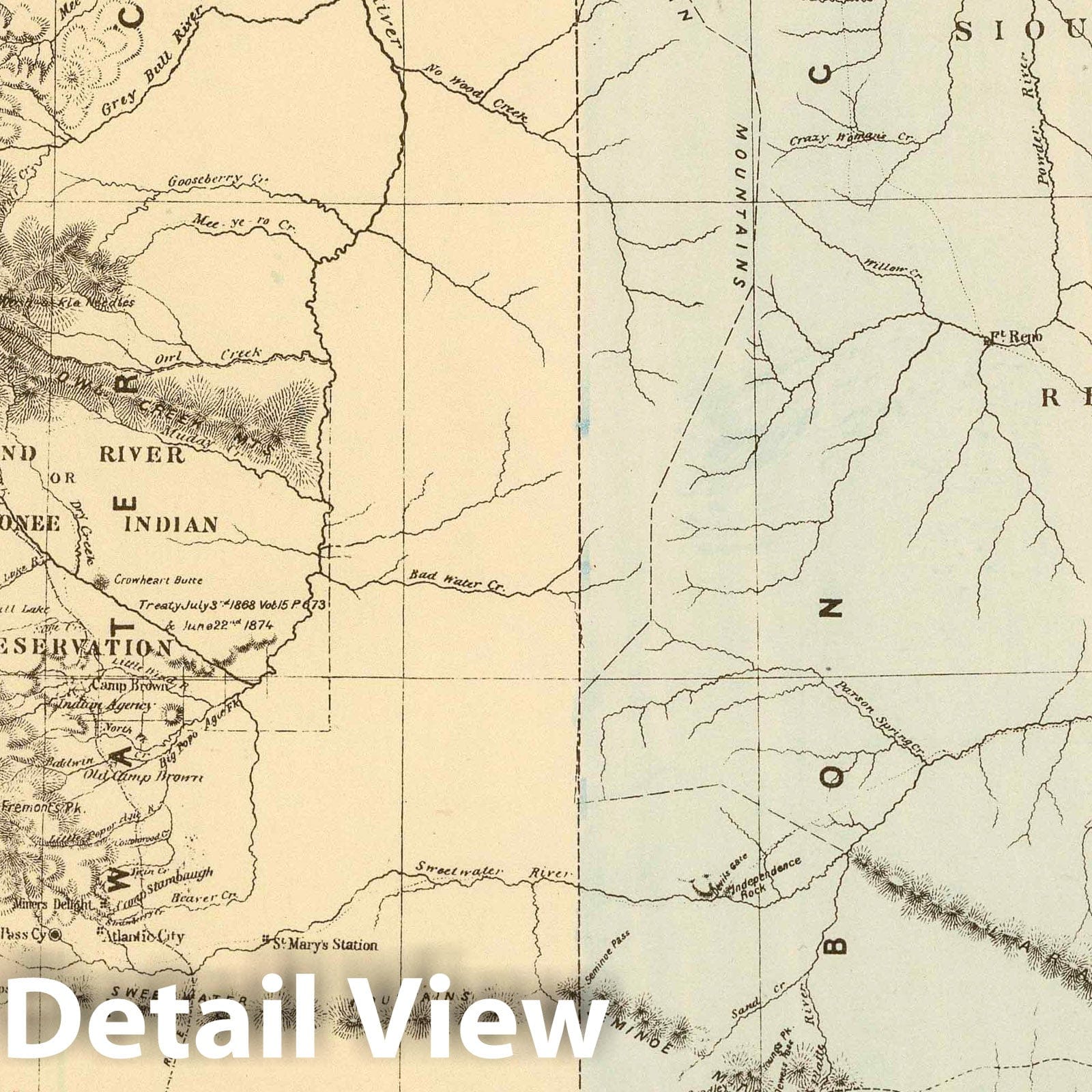 Wyoming - River Map, 1880 - Historical Map Print