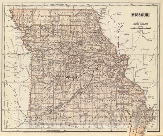 Historic Map : National Atlas - 1845 Missouri. - Vintage Wall Art