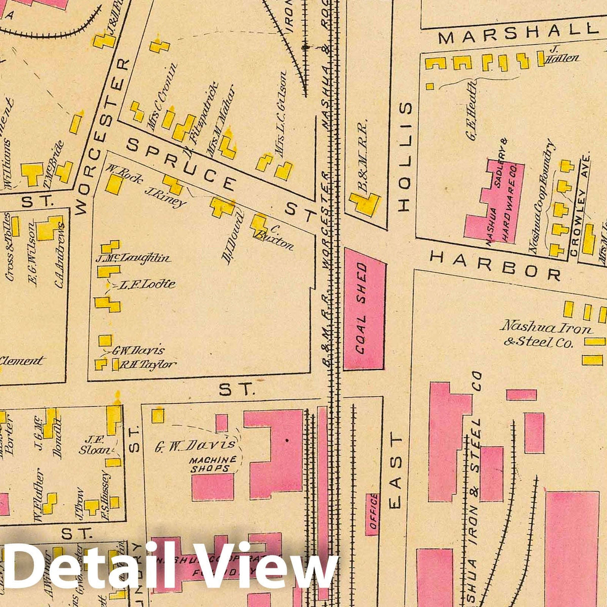 Nashua, Wards 6 and 8, New Hampshire - Railroad Map, 1892