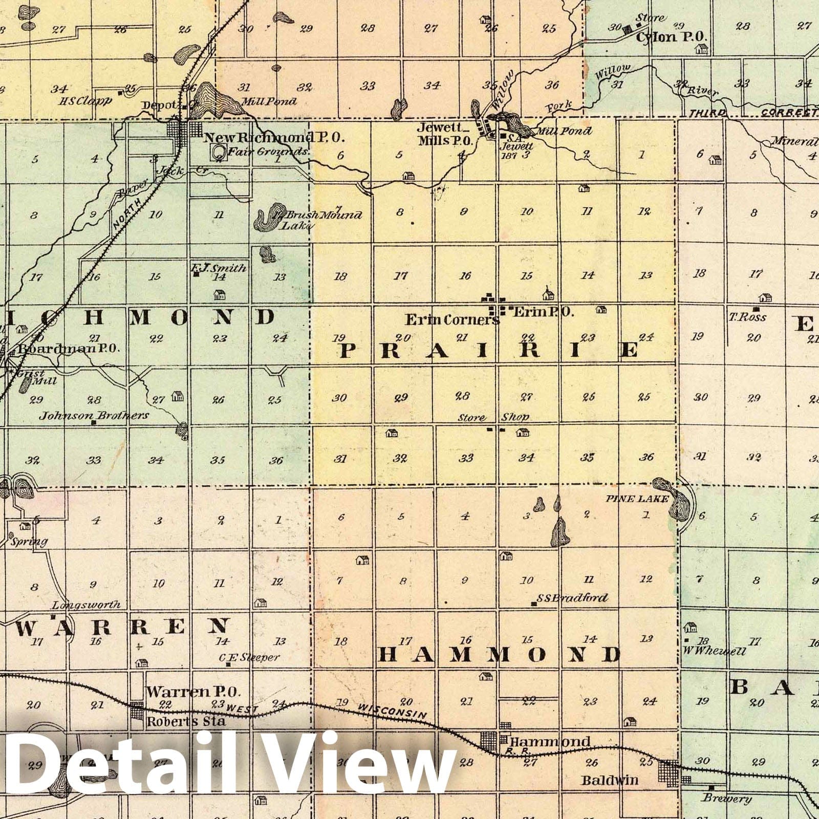 St. Croix County, Wisconsin - Geologic Map, 1878 - Historical Atlas Print