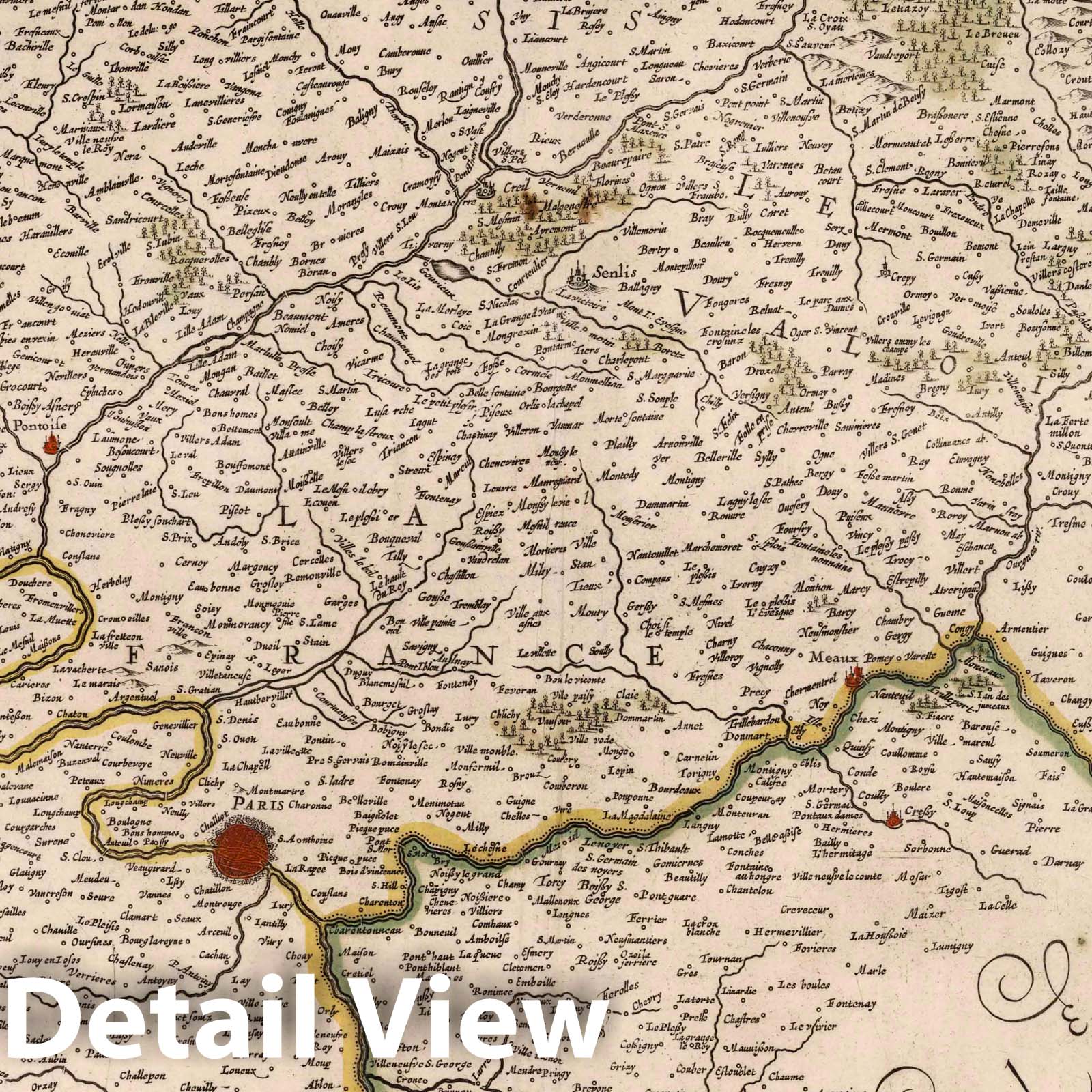Historic Map : l'Isle de France , 1682 Le Gouvernement de l'Isle de France Par Damien de Templeux Escuyer Sr. du Fressoy. , Vintage Wall Art