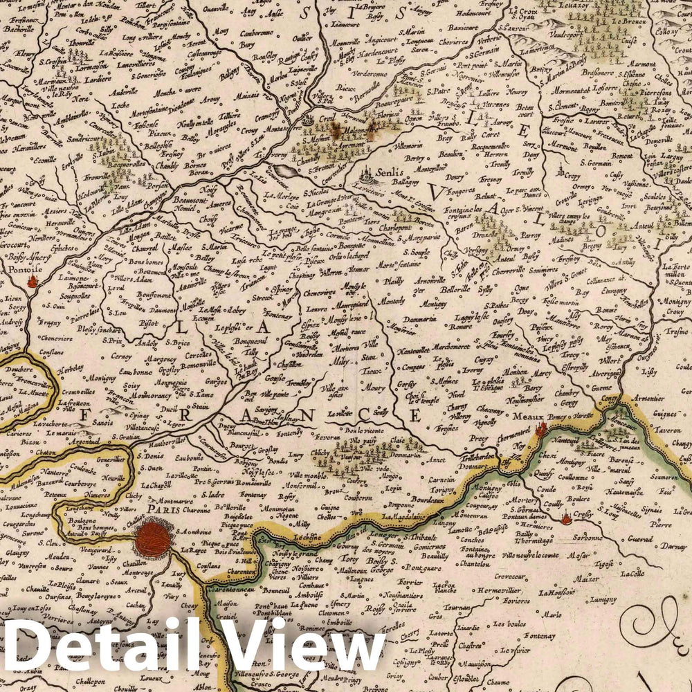 Historic Map : l'Isle de France , 1682 Le Gouvernement de l'Isle de France Par Damien de Templeux Escuyer Sr. du Fressoy. , Vintage Wall Art