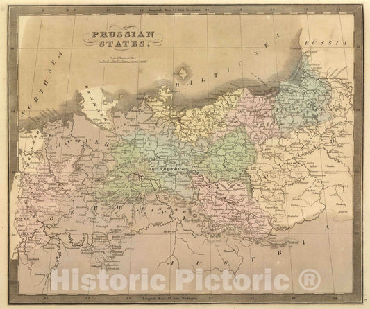 Historic Map : 1848 Prussian States. - Vintage Wall Art