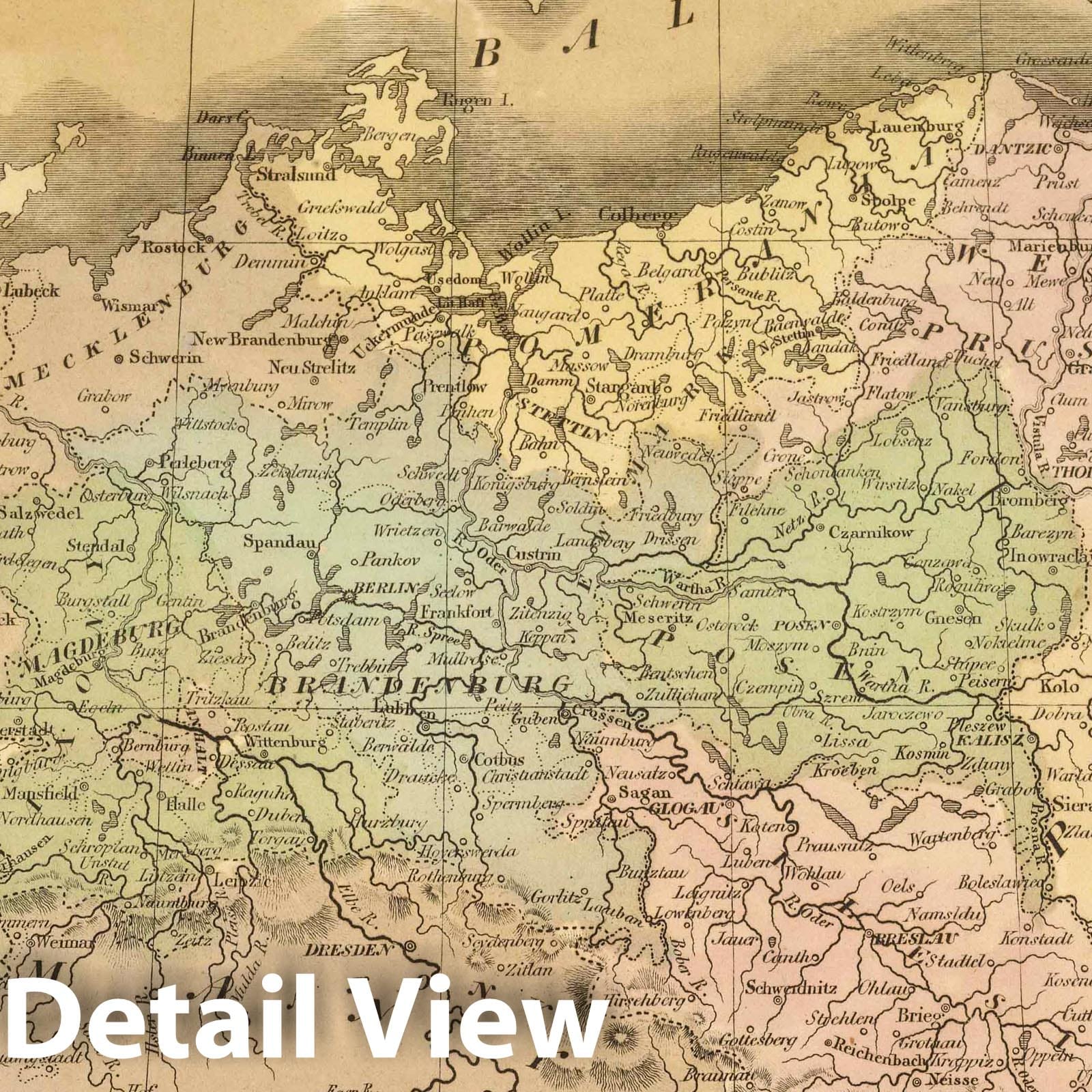 Prussia, Germany - Railroad Map, 1848 - Historical Map Print