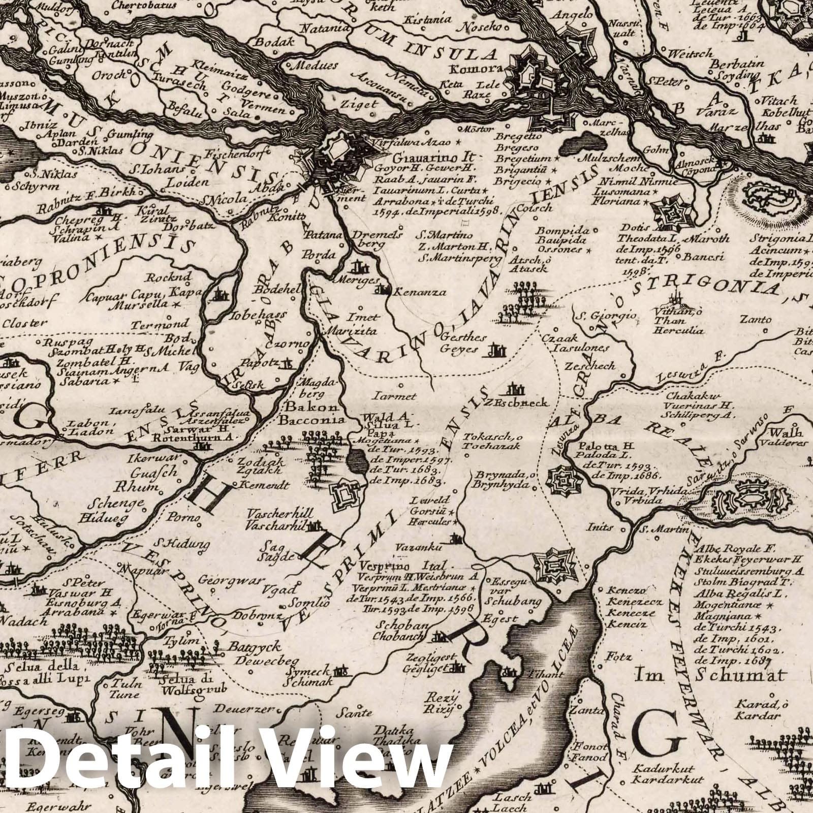 Danube River: Croatia - Plate No. 4, 1693 - Coronelli Historical Map Print