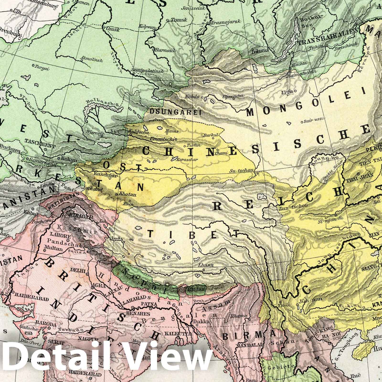 Asia - Boundary Map, 1896 - Historical Map Print