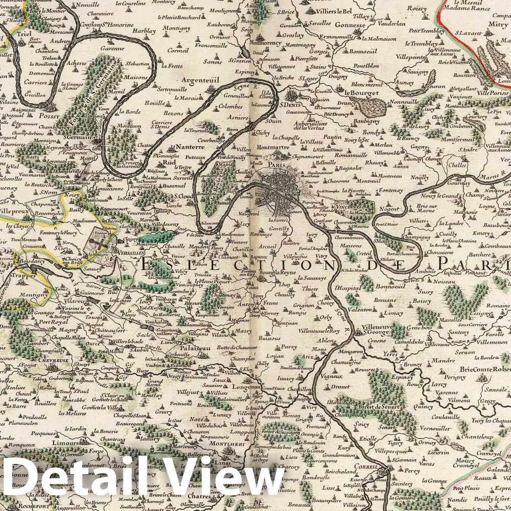 Historic Map : 1695 Le Prevoste et l'Eslection de Paris. - Vintage Wall Art