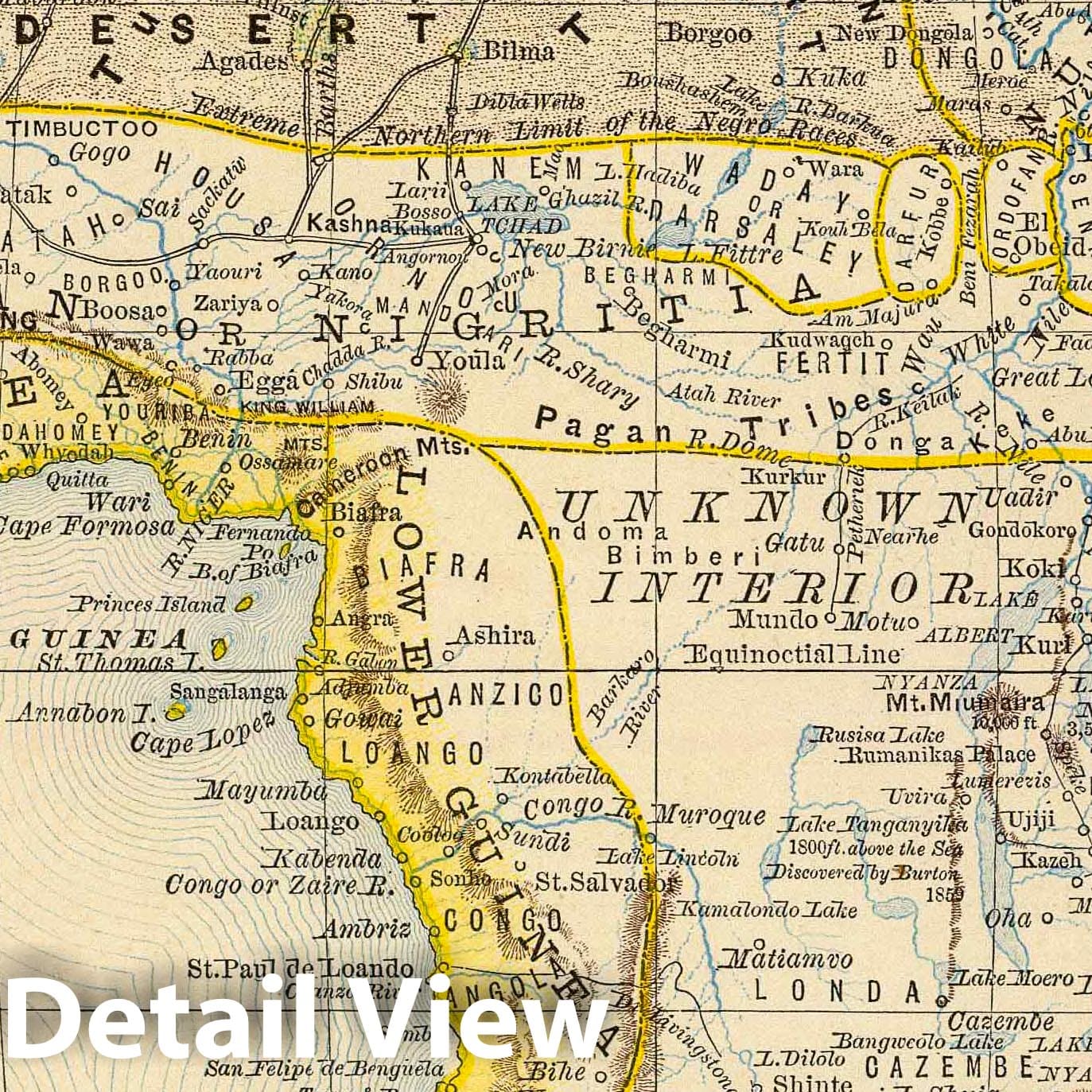 Africa - Railroad Map, 1879 - Rand McNally Historical Map Print