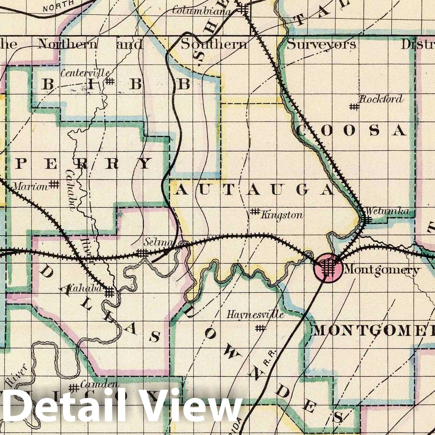 Historic Map : National Atlas - 1866 Alabama. - Vintage Wall Art