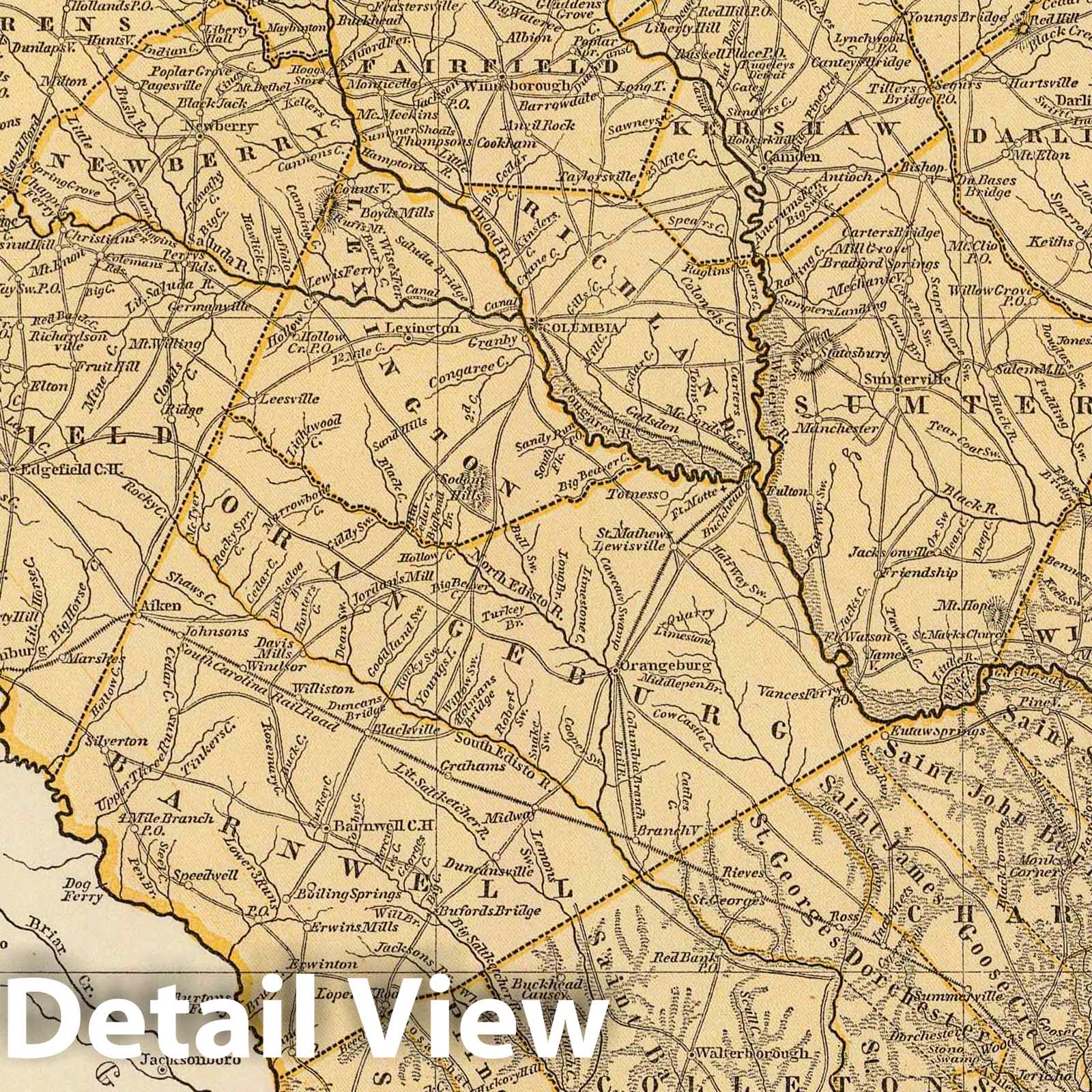 South Carolina, 1845 - Historical Map Print