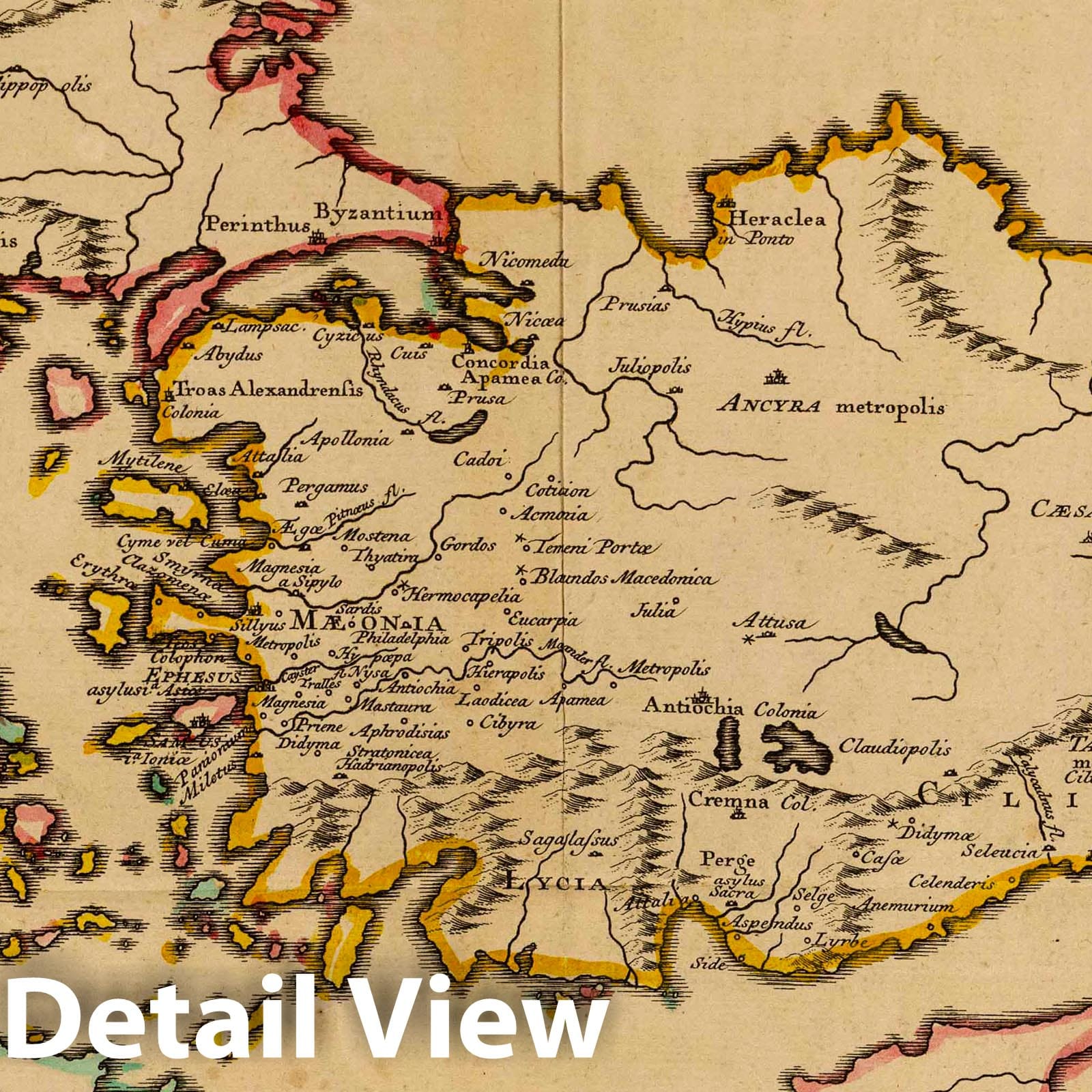 Roman Empire, Provinces and Cities, 1742 - Historical Map Print