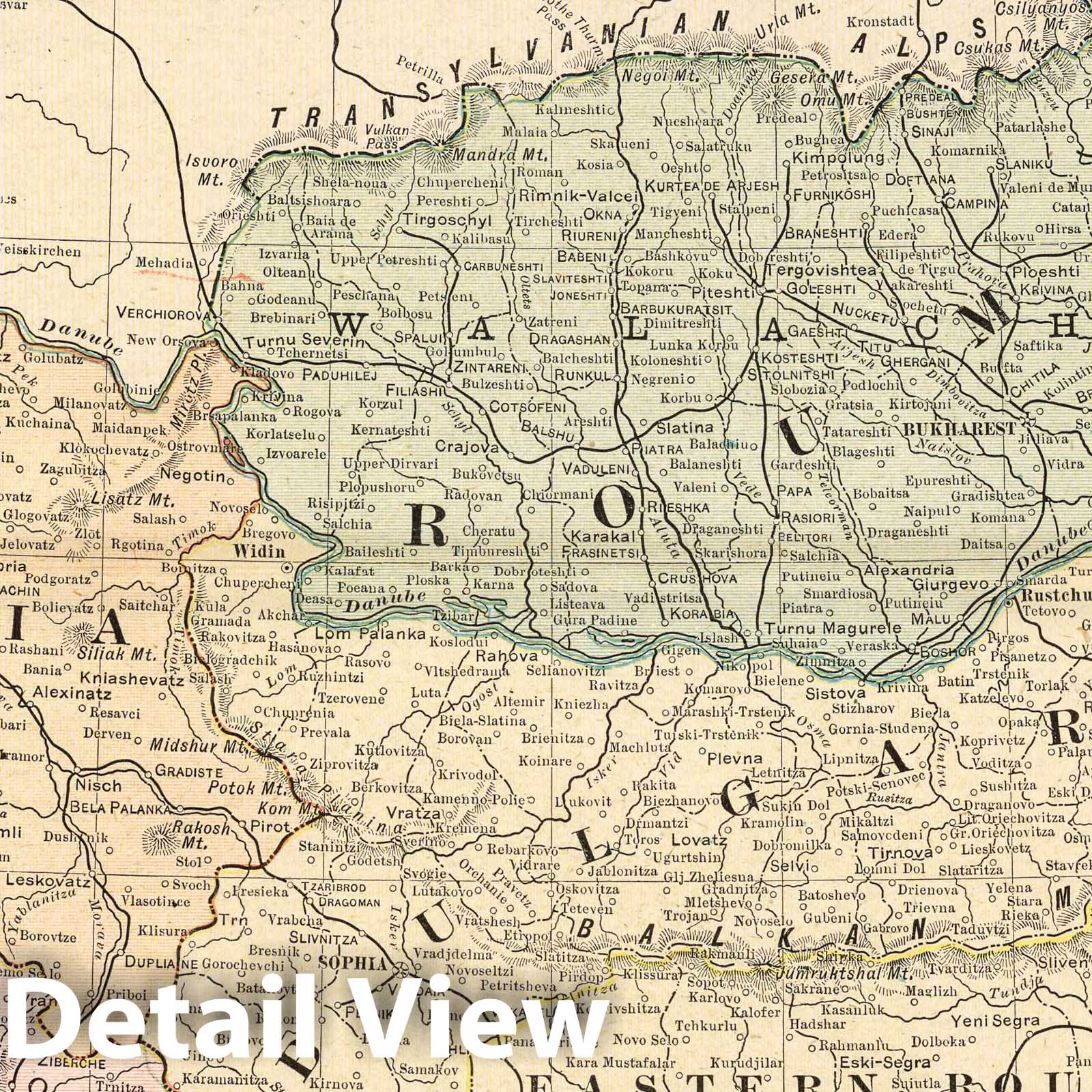 Turkey in Europe, Bulgaria, Romania, Serbia, Montenegro - Railroad Map, 1901