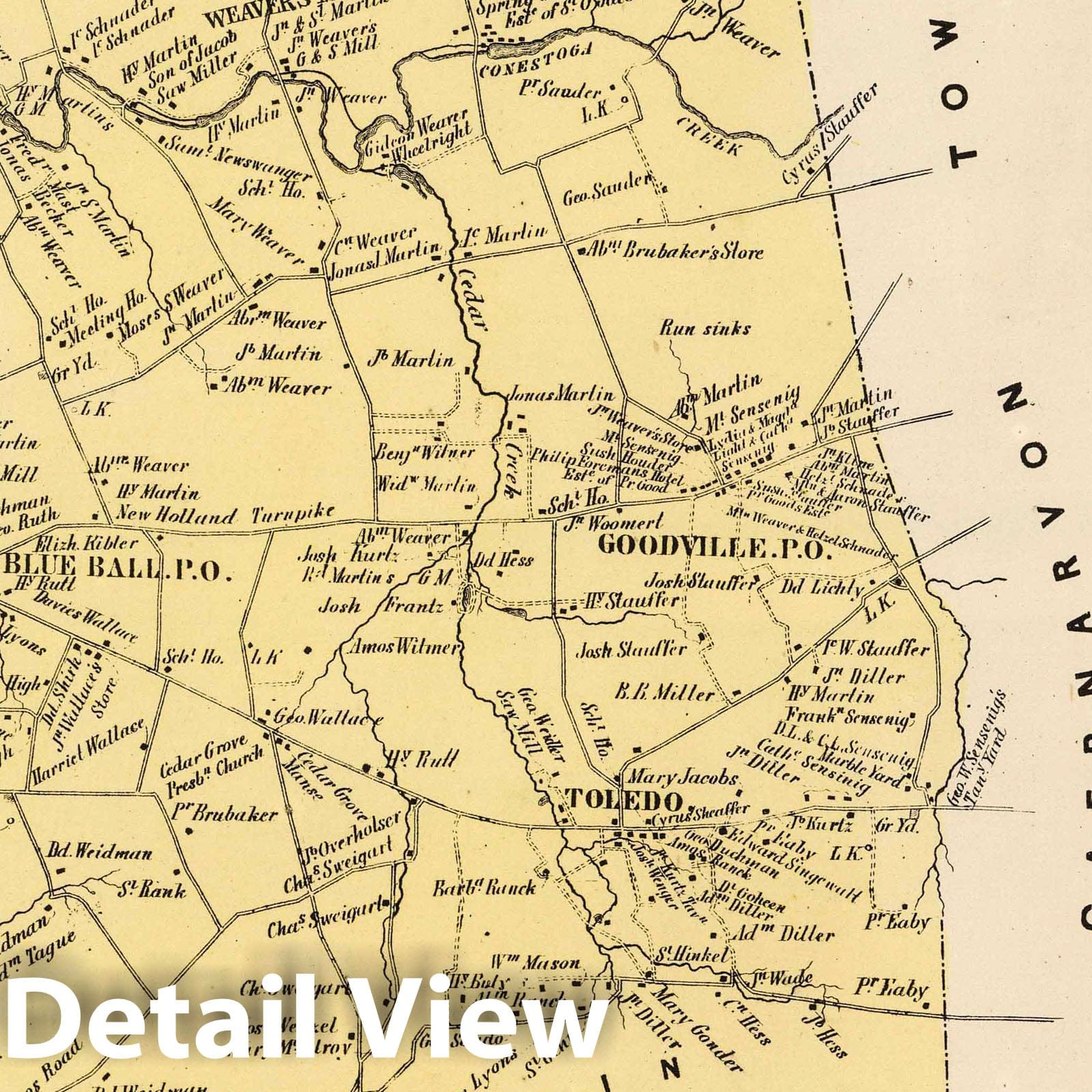 East Earl Township, Lancaster County, Pennsylvania - Property Map, 1864