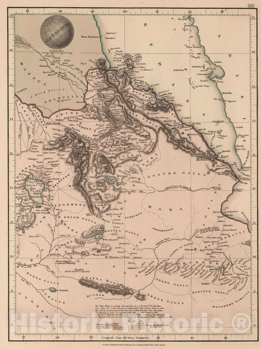 Historic Map : 1825 Abyssinia - Vintage Wall Art
