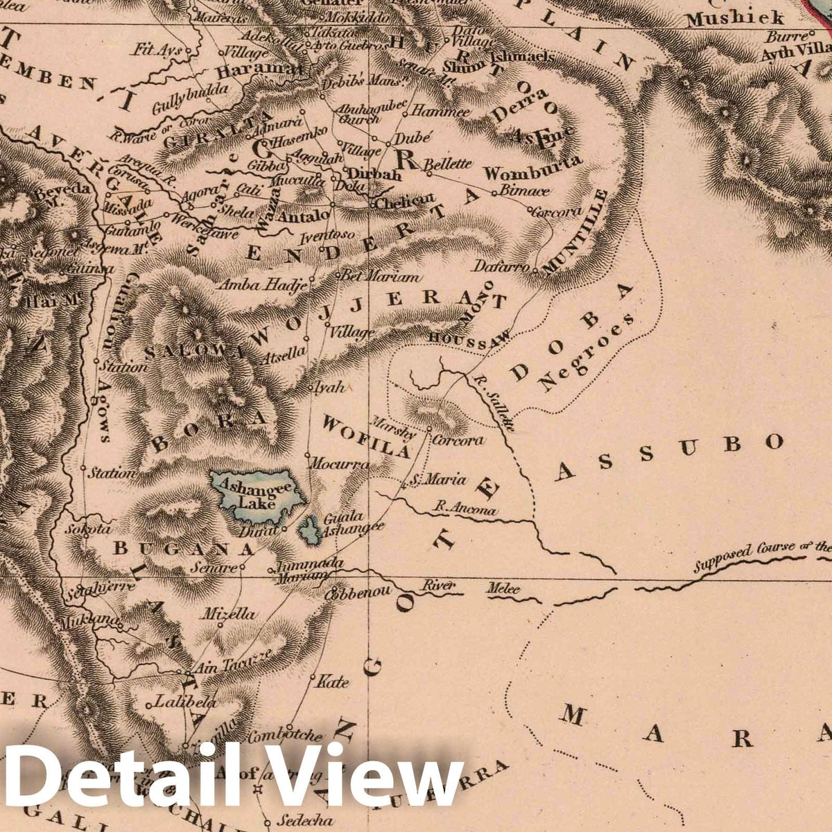 Ethiopia - River Map, 1825 - Historical Map Print