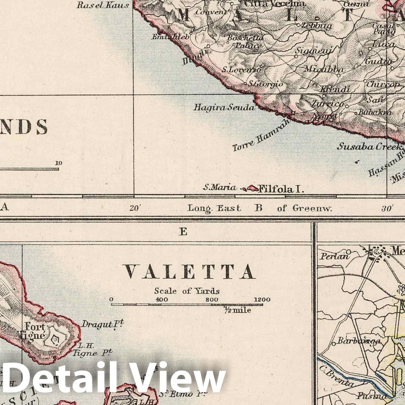 Maltese Islands, Valletta & Venice Lagoons - 1906 Historical Map Print