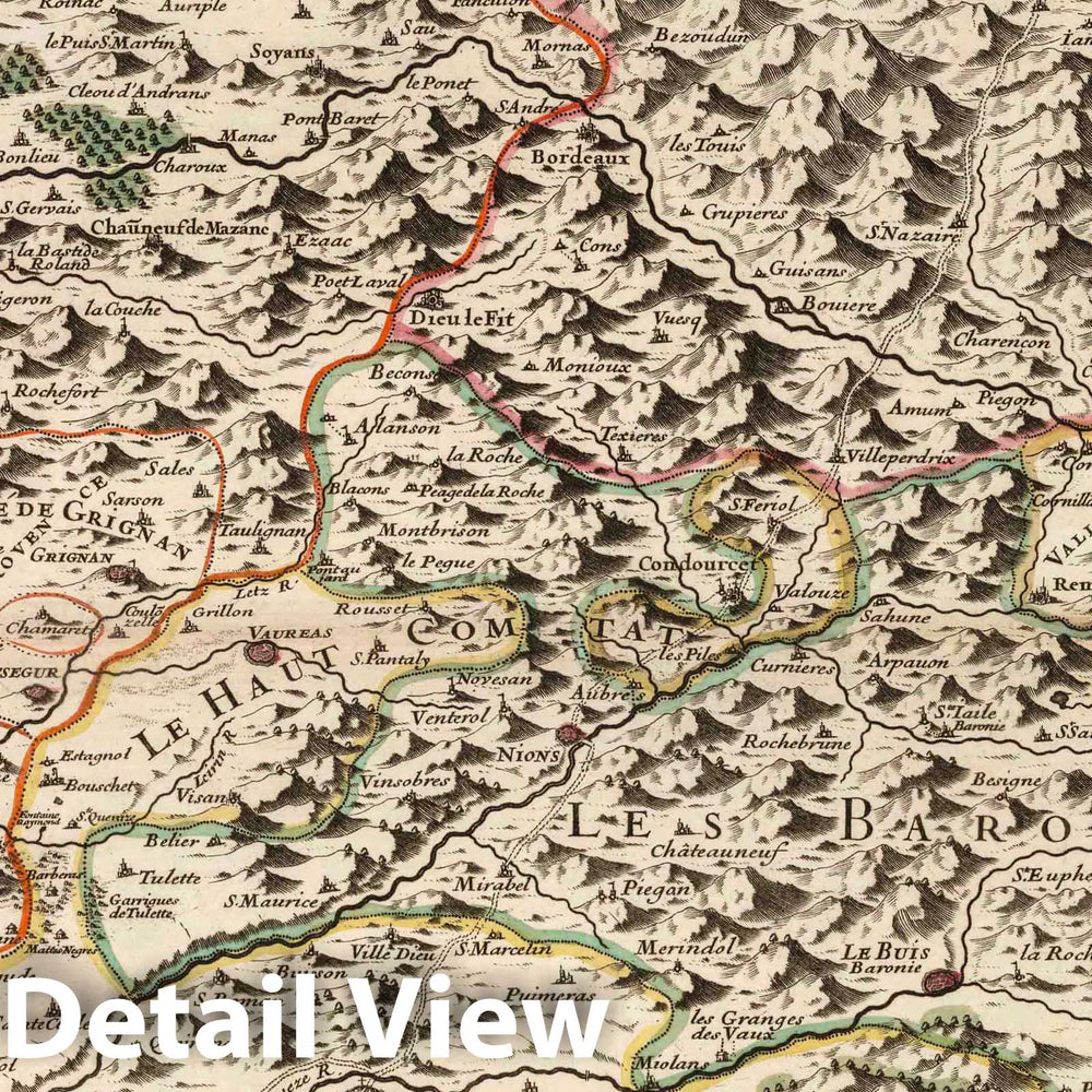 Historic Map : Savoy , France 1695 Les Estats de Savoye et de Piemont (southwest sheet). , Vintage Wall Art