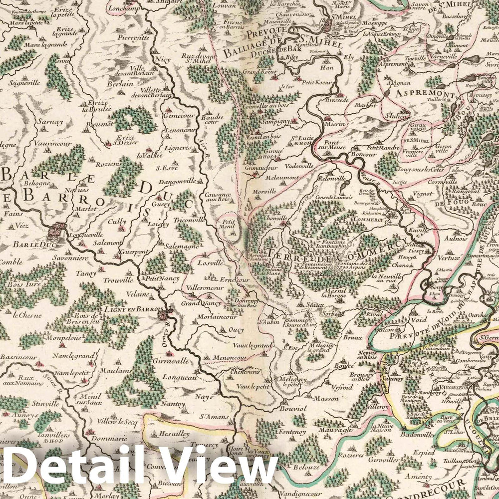 Historic Map : Toulois , France 1699 Le Toulois (northwestern sheet). , Vintage Wall Art