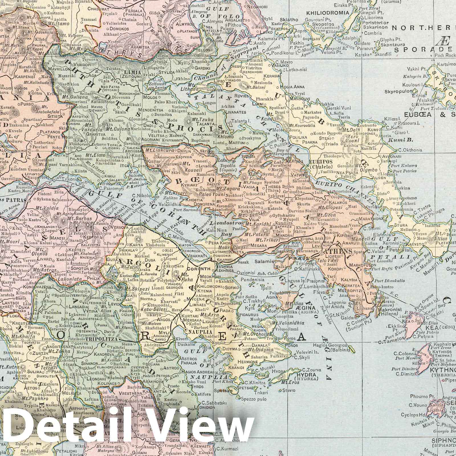 Greece - Railroad Map, 1901 - Historical Map Print