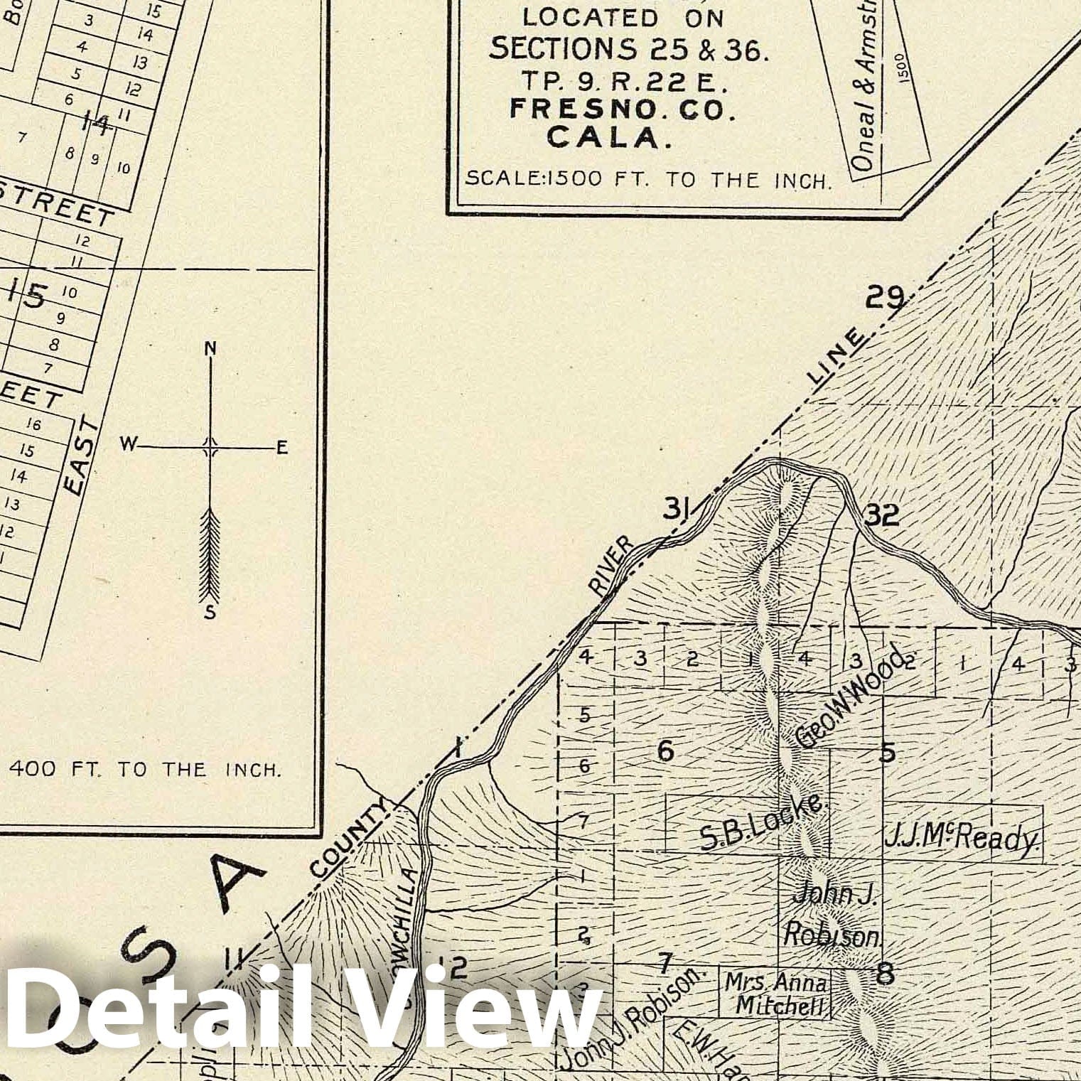 Raymond, Madera County, California - Survey Map, 1891