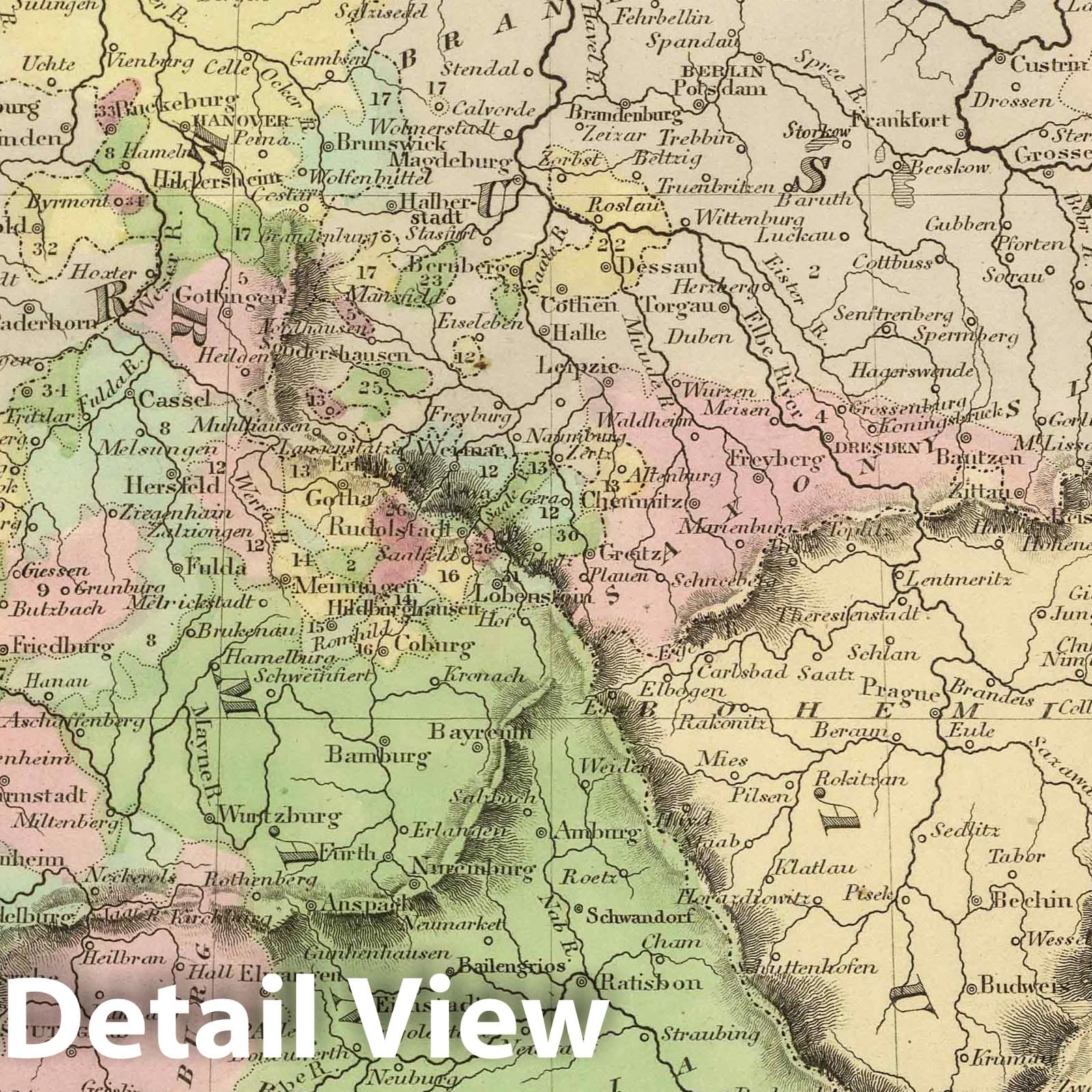 Germany - Railroad Map, 1848 - Historical Map Print