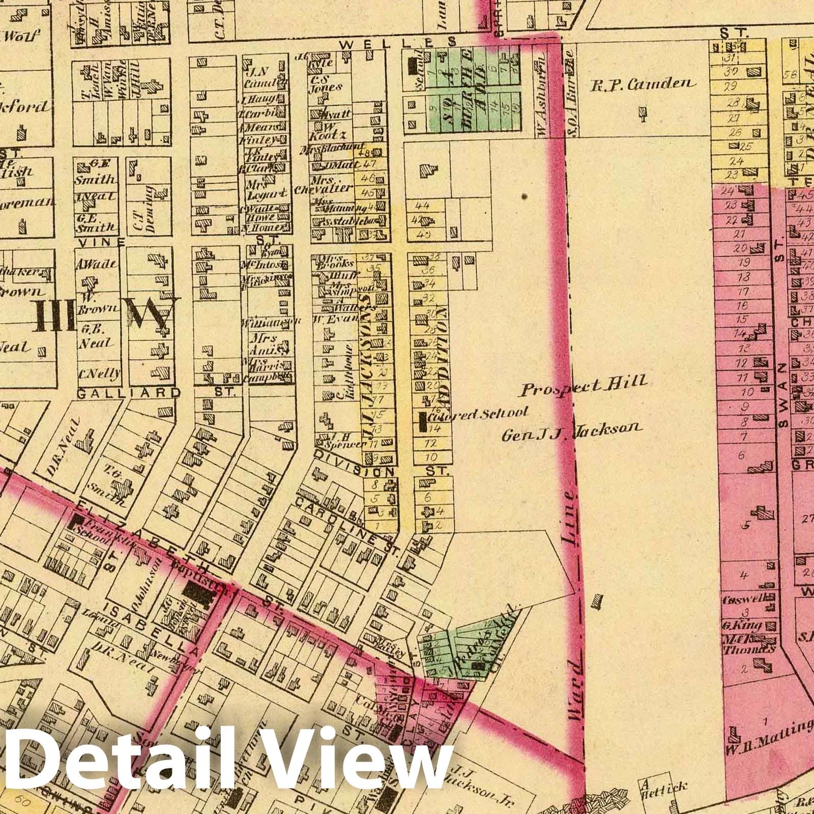 Parkersburg - River Map, 1877 - Historical Map Print